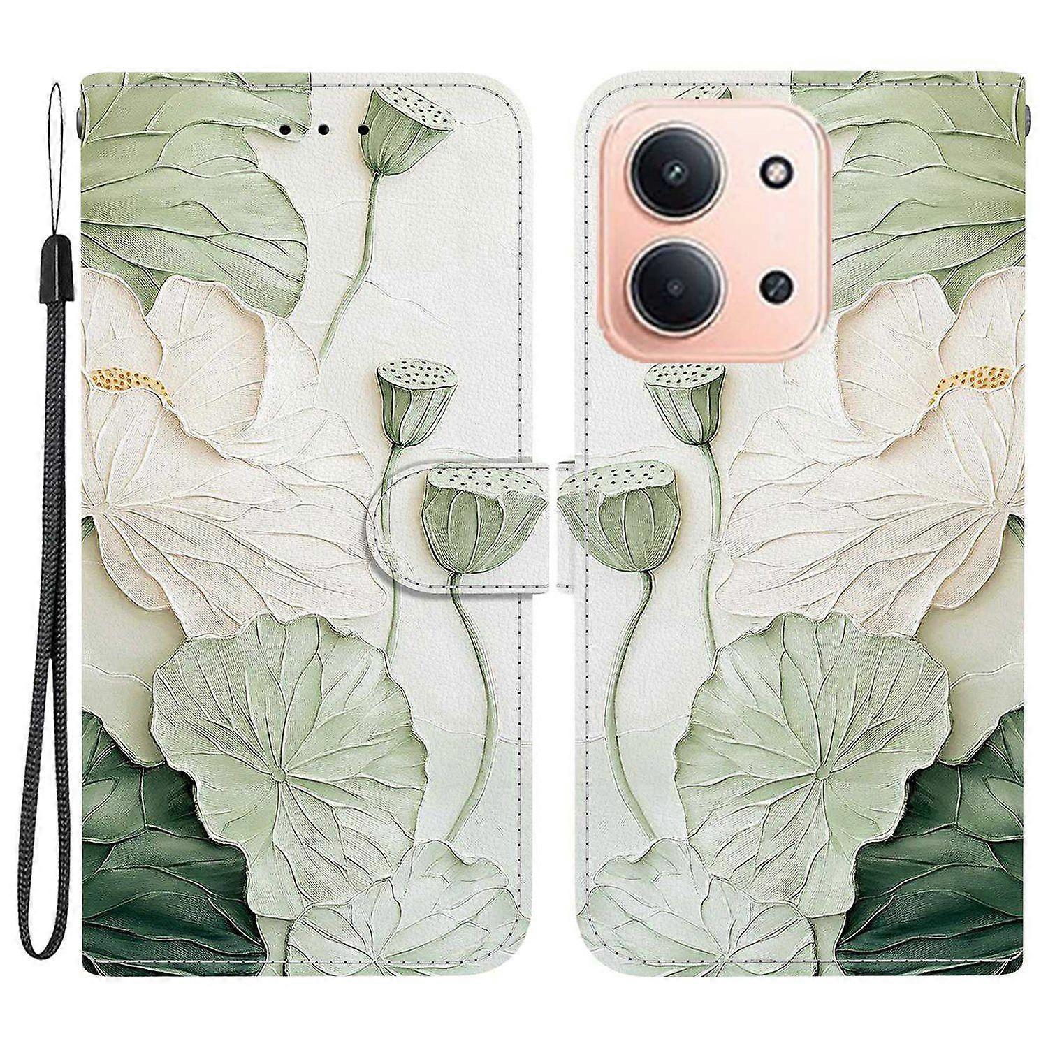 For Xiaomi Redmi 15C 4G/ 15C 5G/ Poco C85 (173.16mm) Case Pattern Printing Leather Phone Cover with Strap