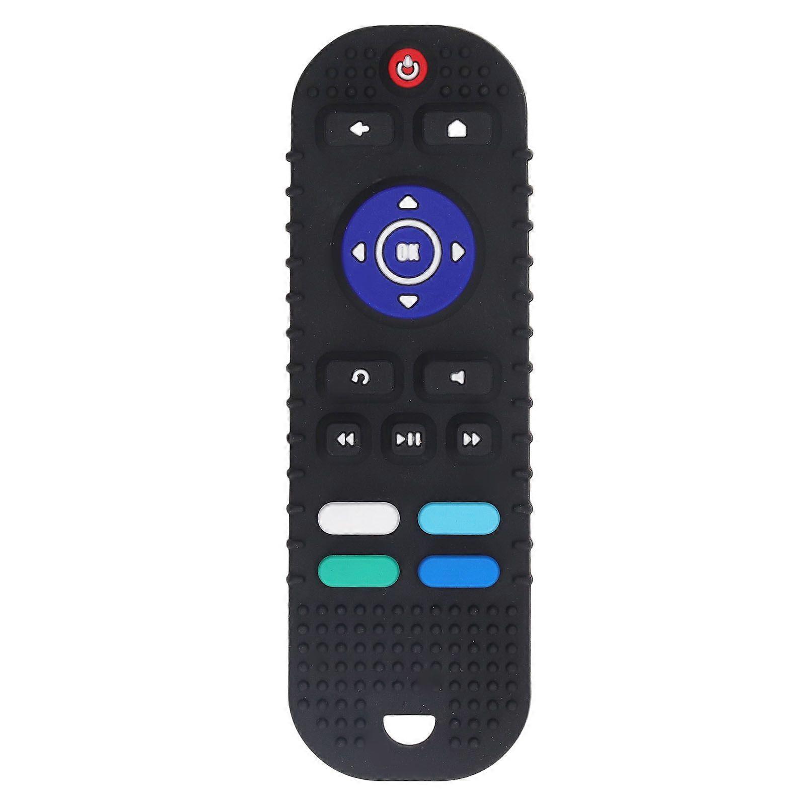 Remote Control Shape Teething Toys Silicone Simulation Soft Baby TV Remote Control Chew Teethers for Toddlers Boys Girls Black