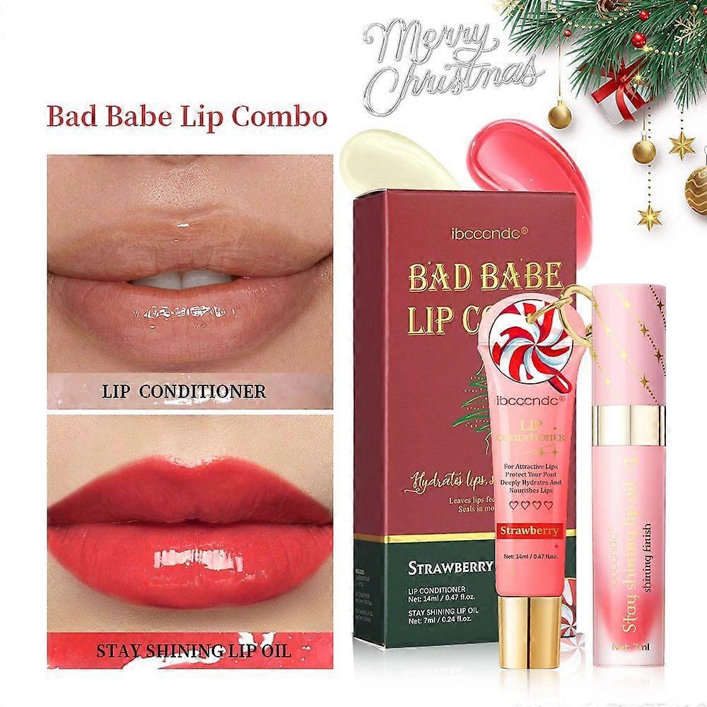 Lip Conditioner & Lip Oil Set, Moisturizing Lip Balm Set with Lip Gloss & Balm for Dry and Chapped Lips, Hydrating Lip Care Set for Soft & Smooth Lips