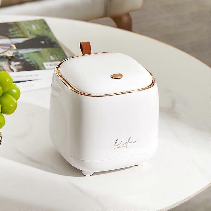 Plastic Trash Can Mini Desktop Storage Bin With Lid Small Home Office Trash Bin White Includes 50 Trash Bags