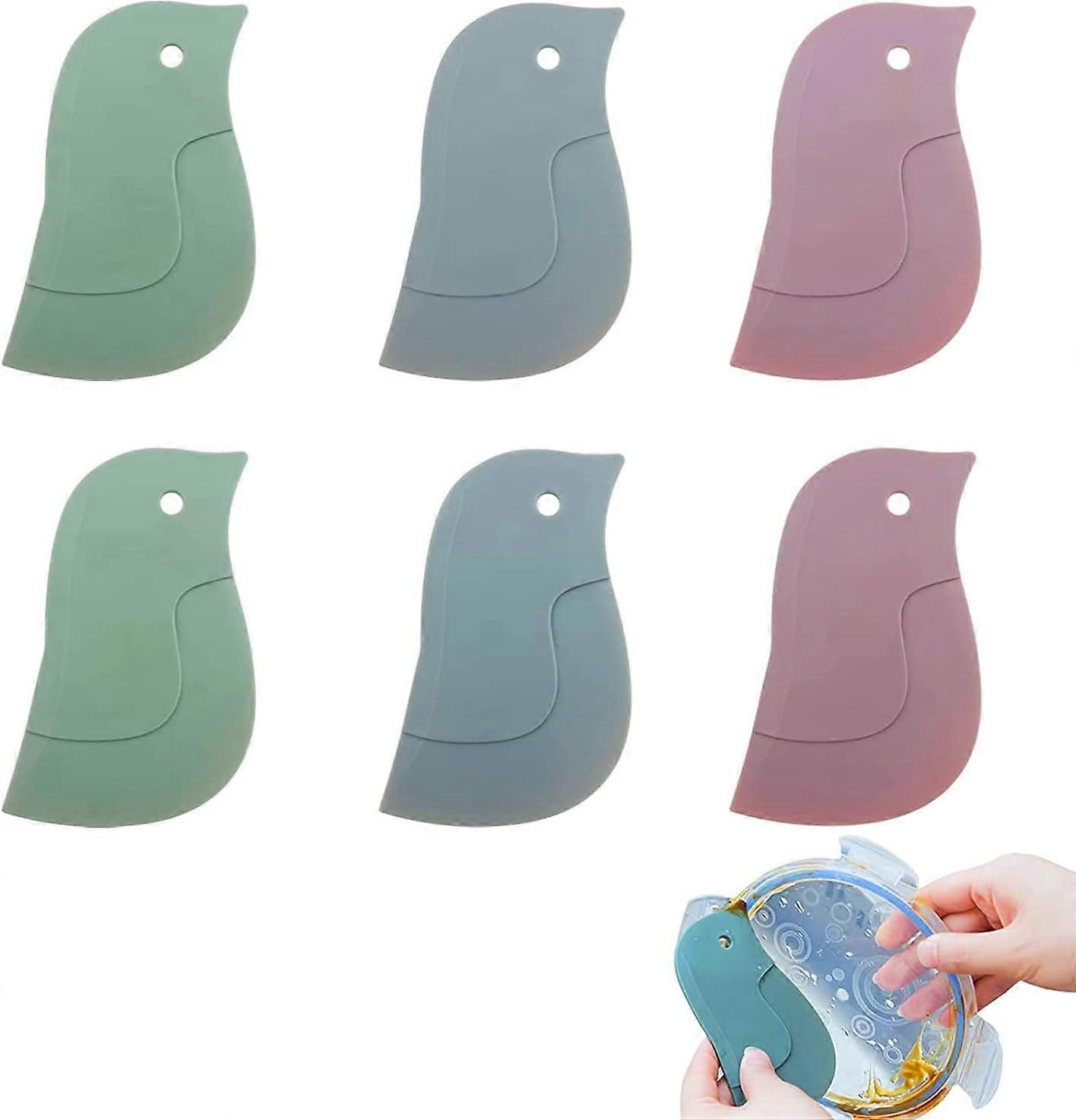 6 PACK 3 Colors Multifunctional Penguin Shape Silicone Scraper