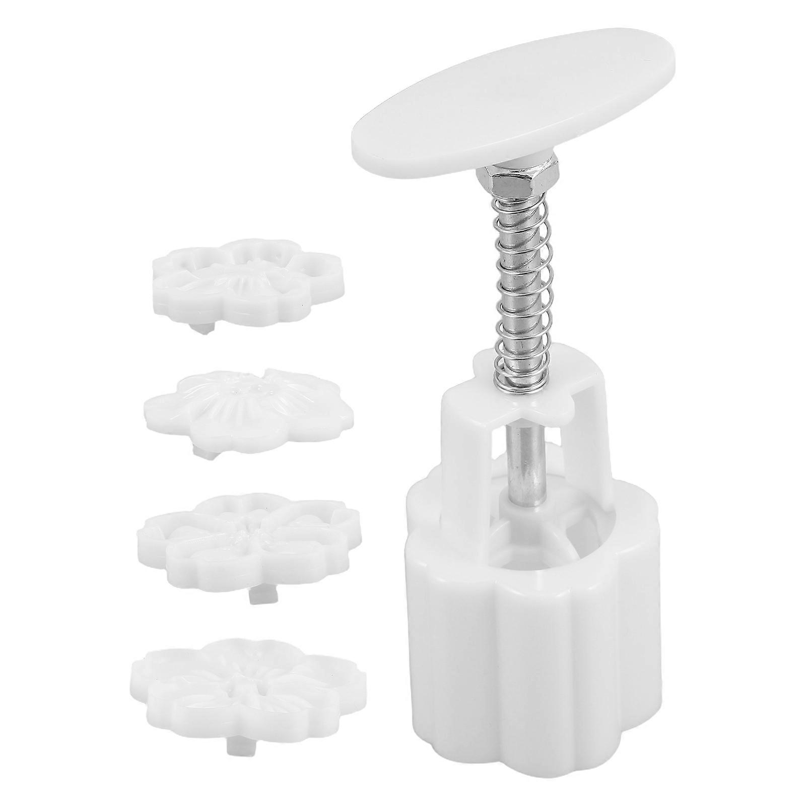 Moon Cake Mold Press Hand Press Operation for Baking Tools Beige Abs Materials for 1 Set