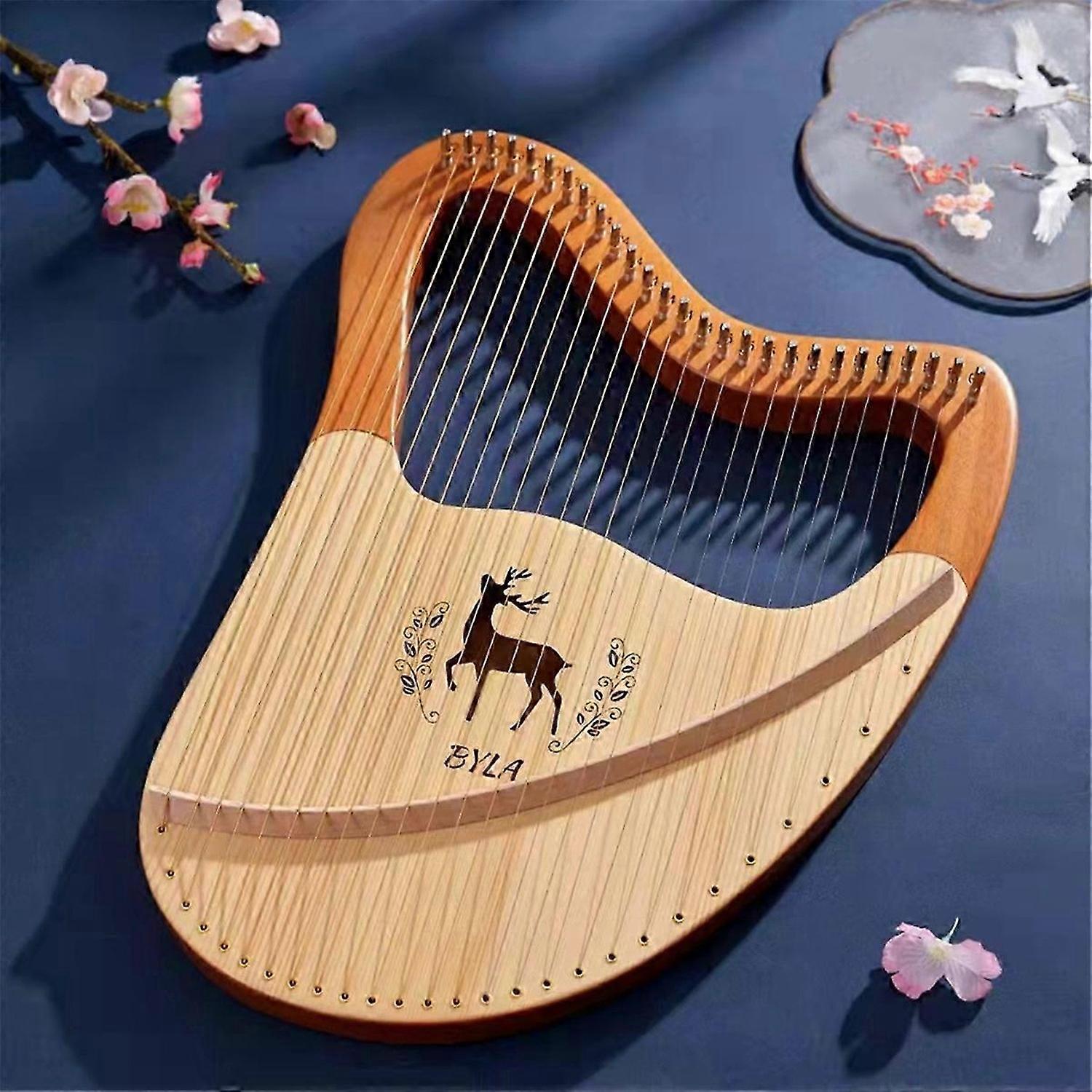 Lyre Harp High Quality Lyre Harp Solid Wood Mahogany Lyre Harp Instrument with Case Box Spare String