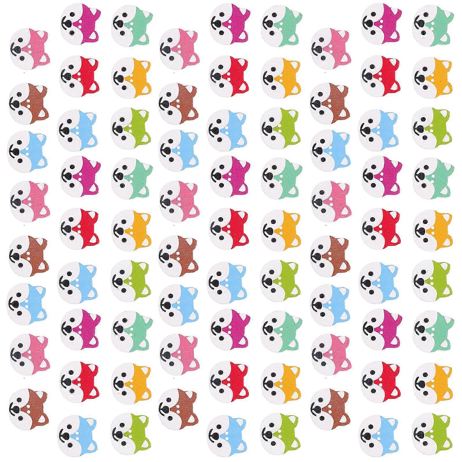Diy Buttons Dog Head Shape Jackets Assorted Color Wood Decorative 150Pcs