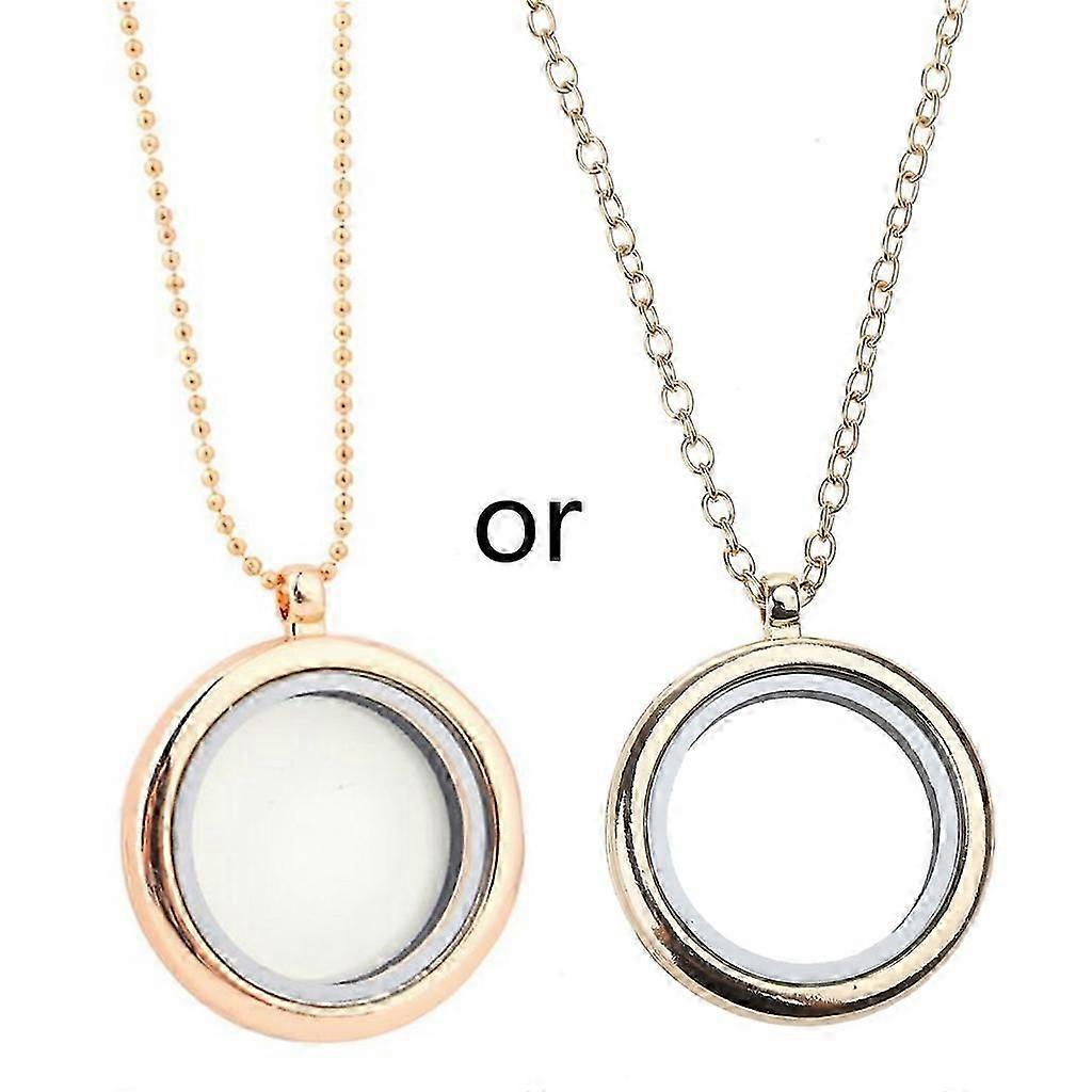 Classy Memory Floating Charm Round Locket Pendant Photo Necklace for Casual Myi