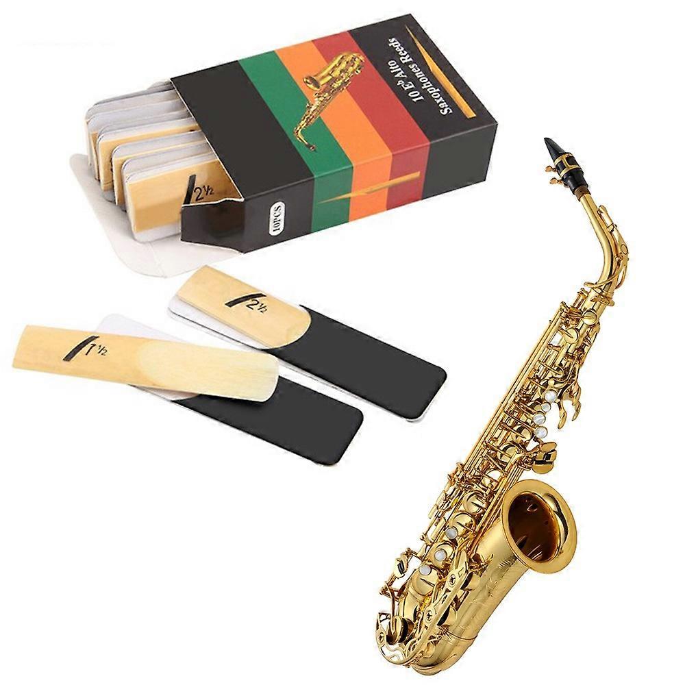 10pcs Saxophone Reeds Eb 1.5 Strength & Eb Alto Saxophone Reeds Bamboo Sax Reeds