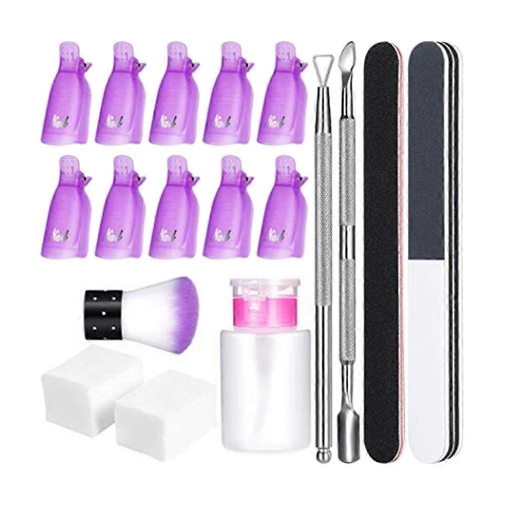 Polish Remover Tool Set Cuticle Pusher Wipe Cotton Pads Pump Bottle Clip Caps Manicure Polishing Strip File