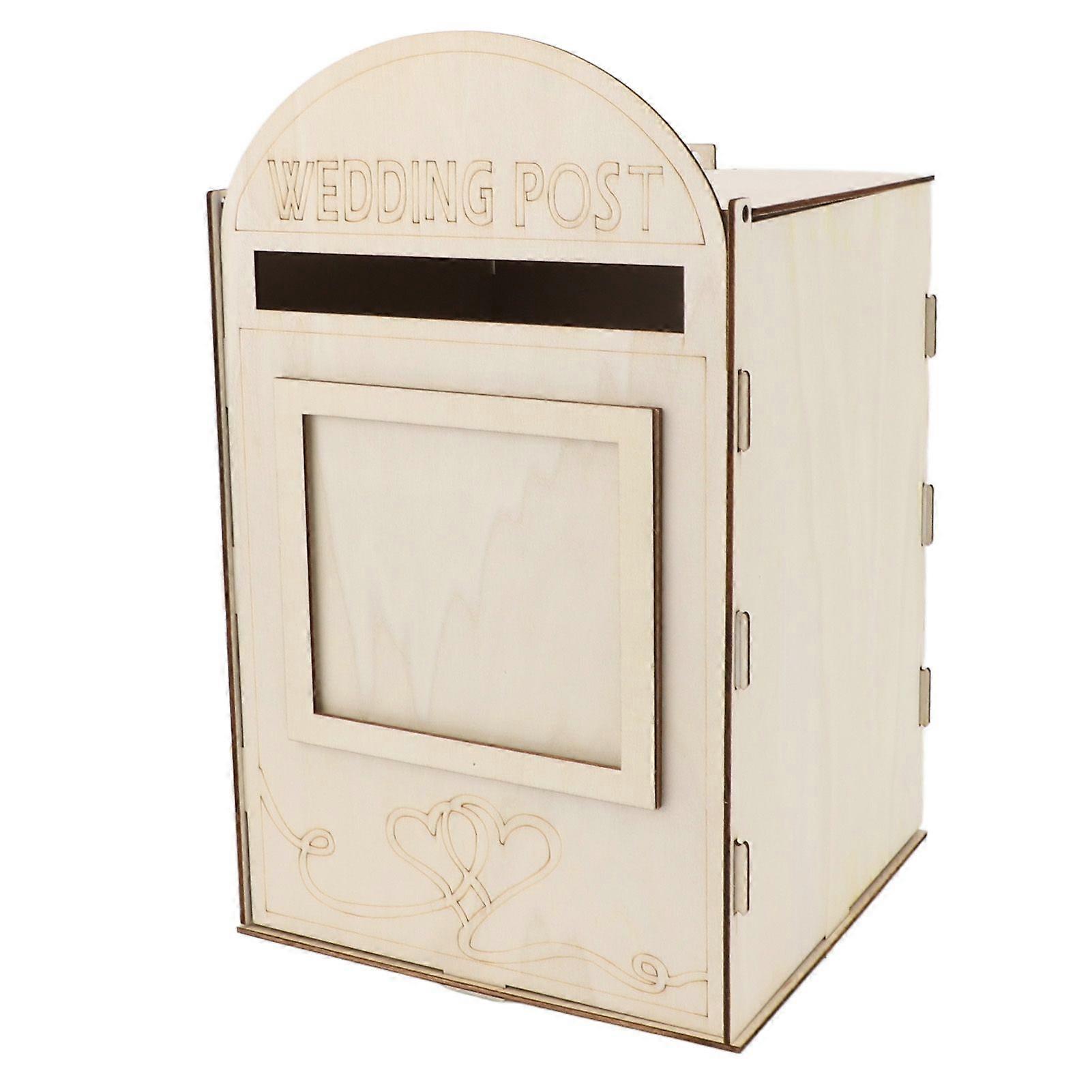 DIY Wooden Wedding Mailbox Post Box with Lock Key for Reception Wedding Anniversary Party Decoration JM01617
