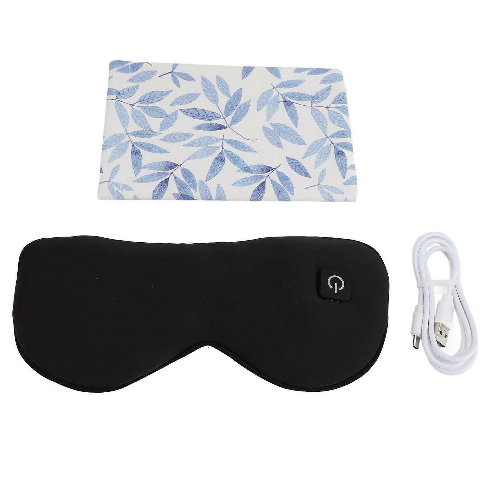 Heated Eye Cover Detachable Adjustable Strap 3 Gears Temperature Control USB Cordless Warm Eye Cover for Home Black