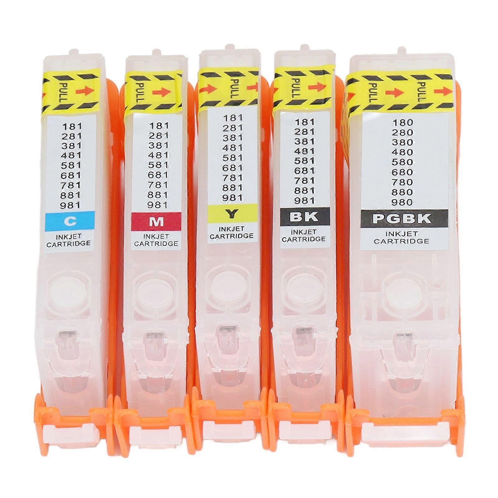 5Pcs Ink Cartridge PGBK BK C M Y Smoothly Operation Reusable Printer Ink Cartridge with Permanent Chip 480 481