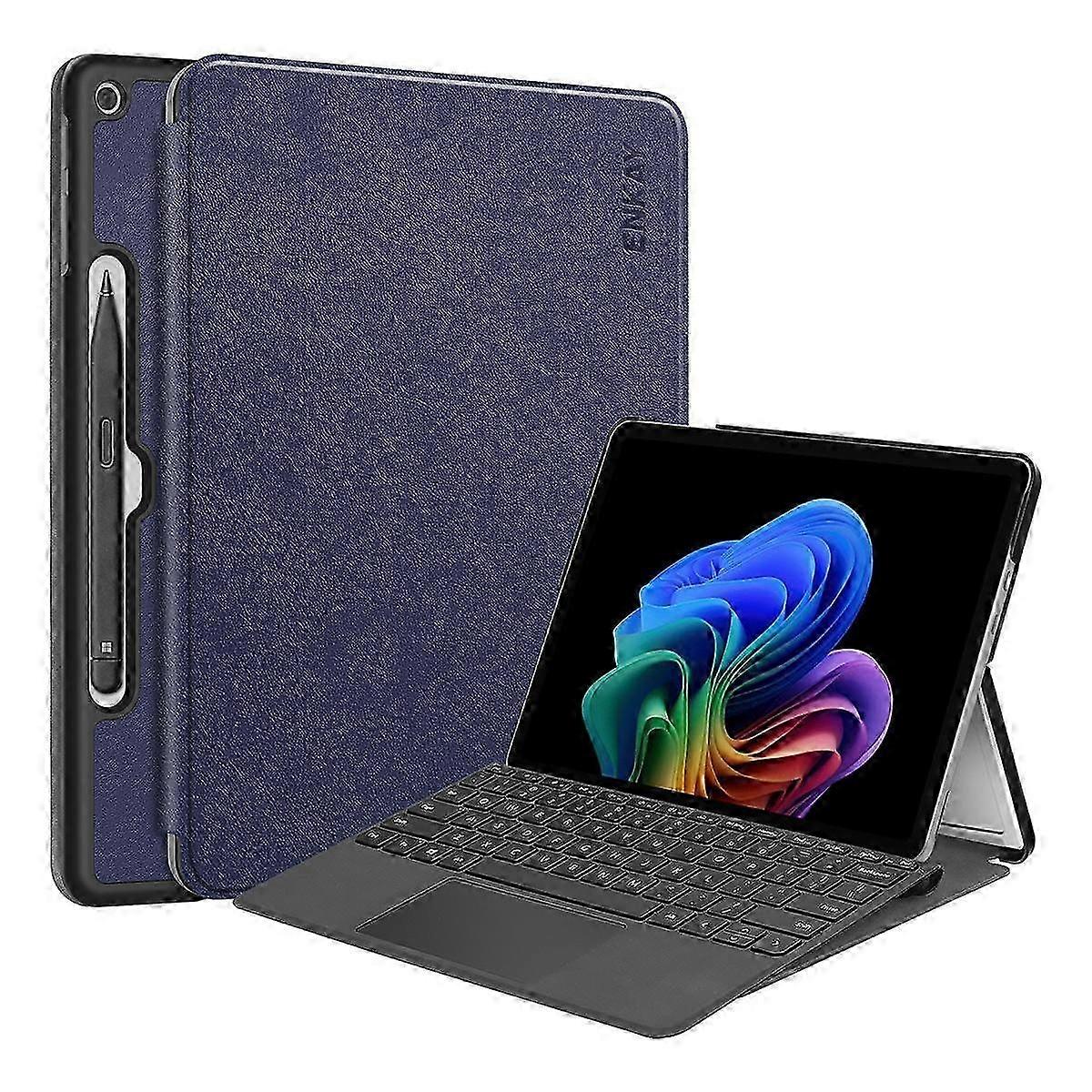 Enkay Tri-fold Custer Texture Voltage Leather Stand Tablet Case With Pen Slot For Microsoft Surface Pro 12
