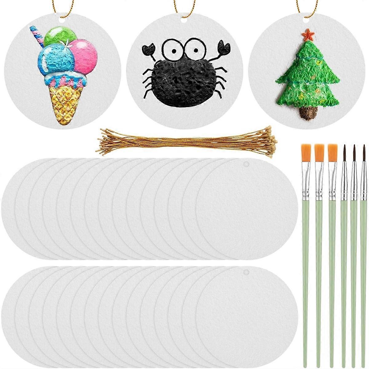 30 Pcs Foam Texture-Paper with Paint Brushes and Hanging Wire, 3D Art Sponge Papers for Kids, for Cr