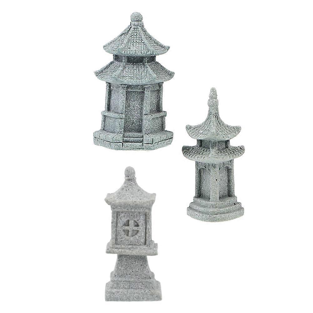 Outdoor Garden Decor Pavilion Statue for Scene Layout 6Pcs Pack