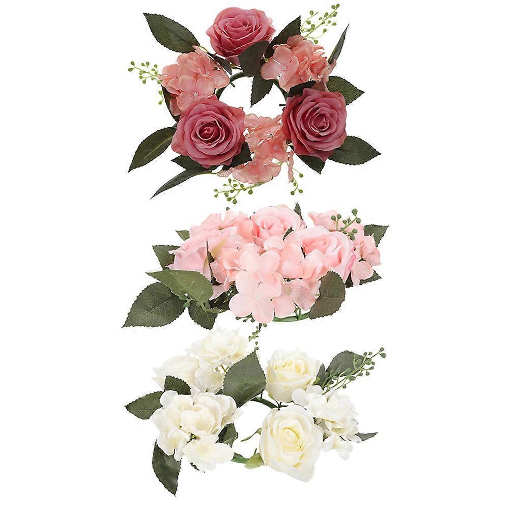 Artificial Flower Candle Ring for Wedding Table Decoration 6Pcs Set