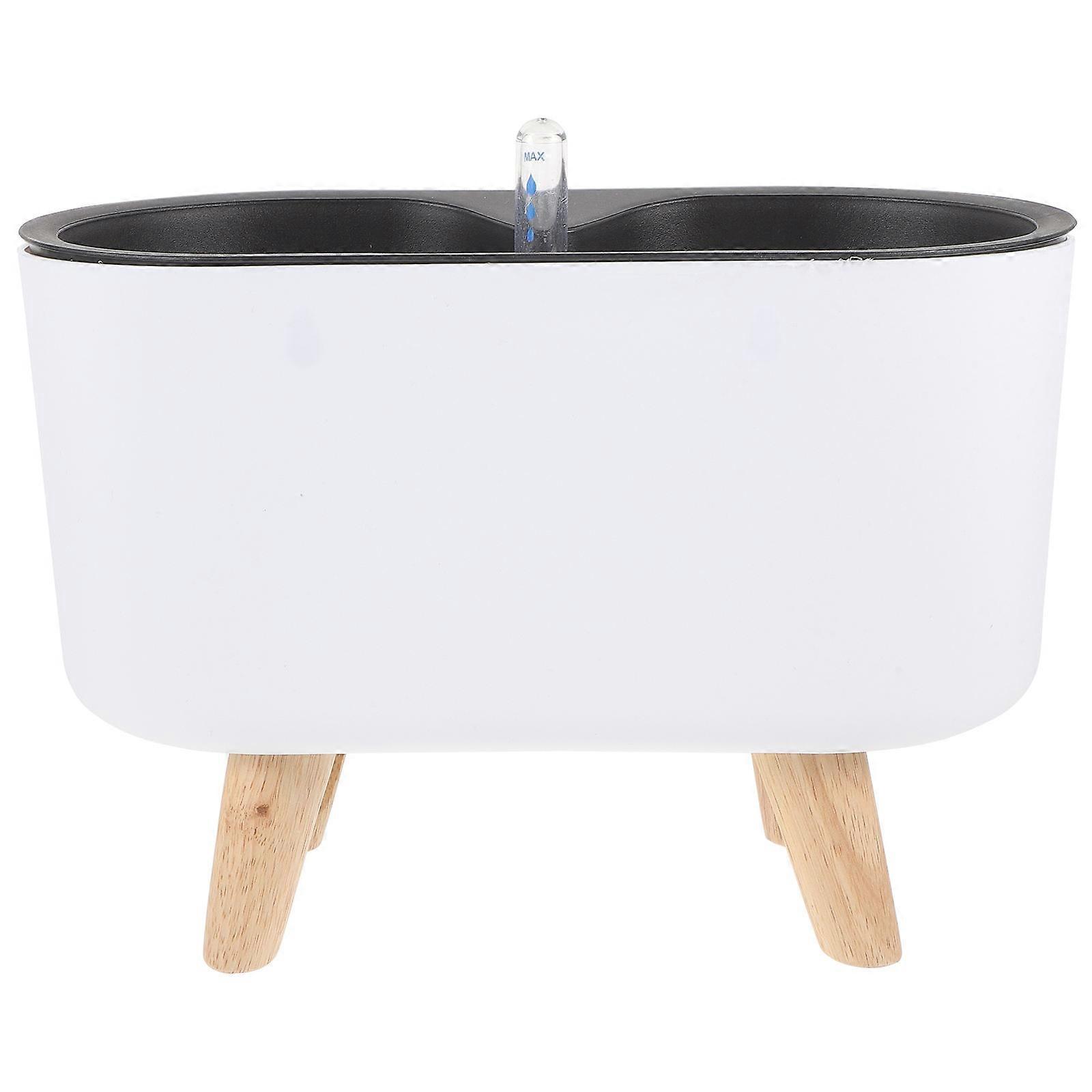 Self Watering Flowerpot With Water Level Indicator For House Plants 27.5X19.5Cm White Durable 2Pcs