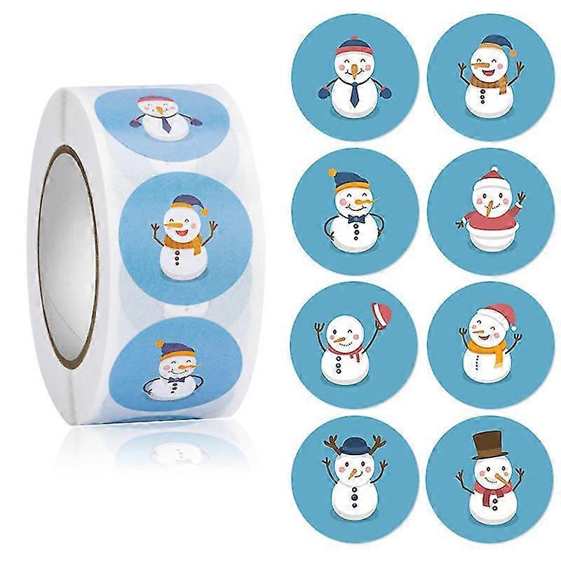 2X500pcs Christmas Xmas 8 Design Patterns Christmas Snowman Sticker Adhesive Label