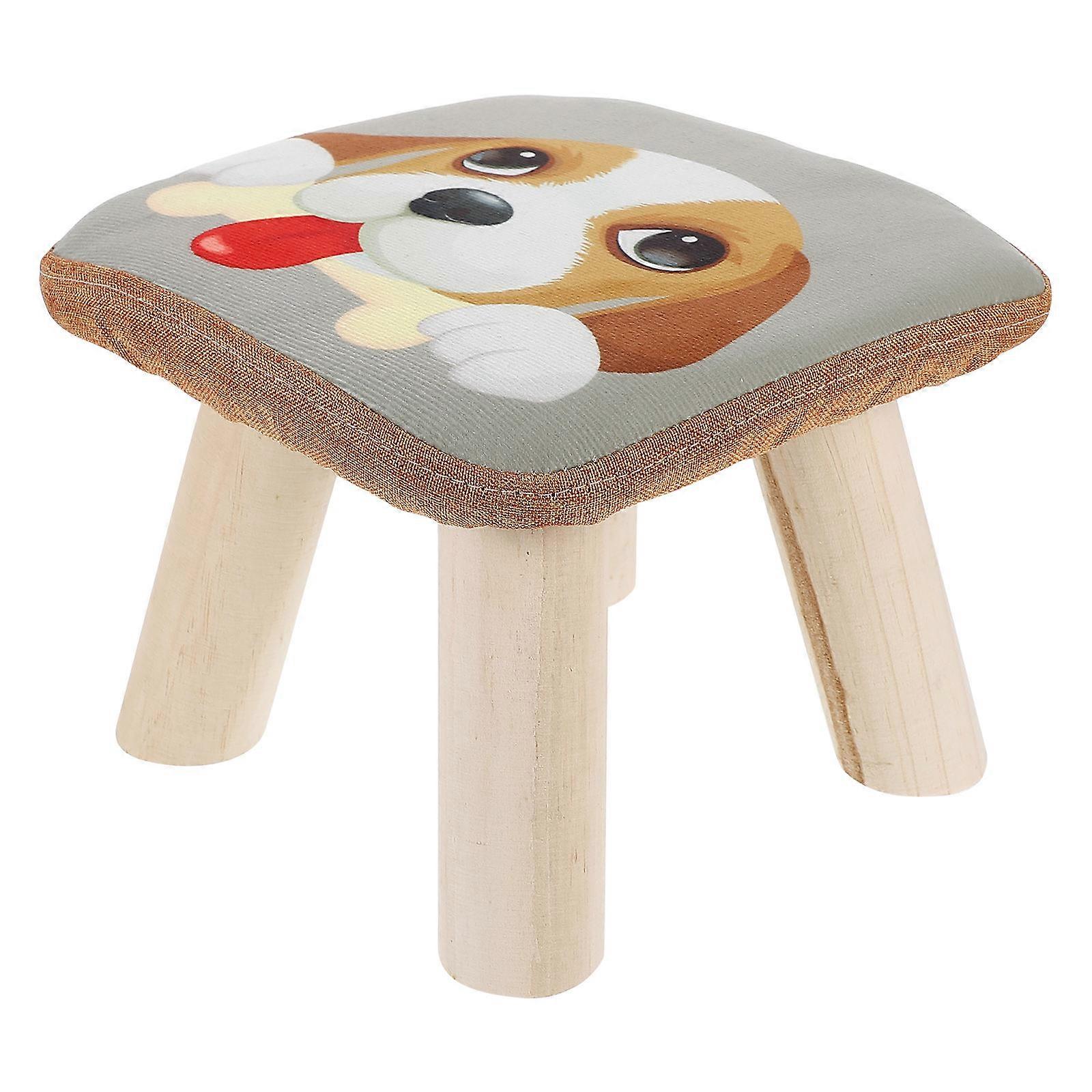 Wooden Stool For Children Learning Bench In Assorted Color With Cotton Linen Cover Suitable For Living Room Use 2Pcs