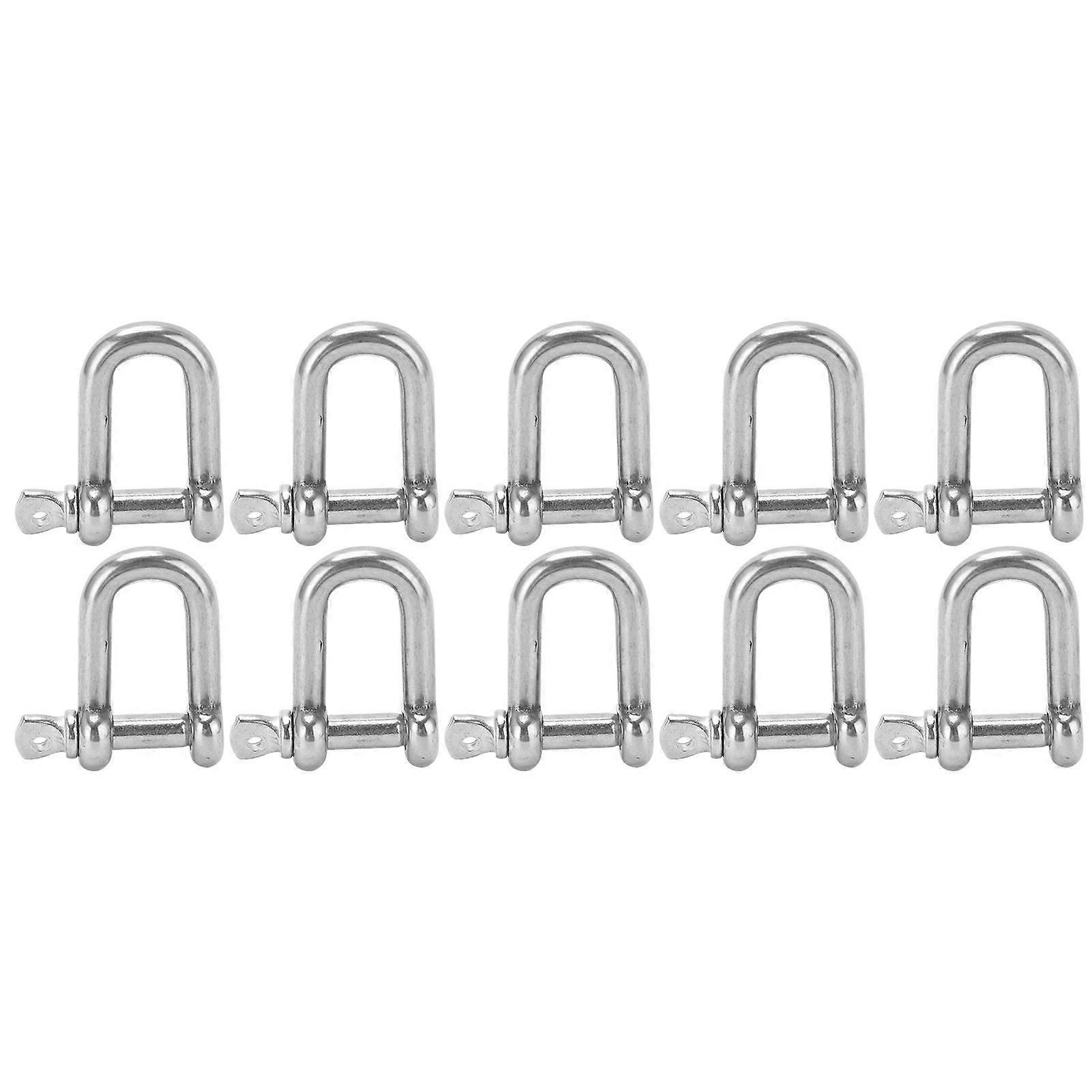 10Pcs M5 Straight D Shackle Stainless Steel D Type Rigging Chain Shackle Hook Sling Screw