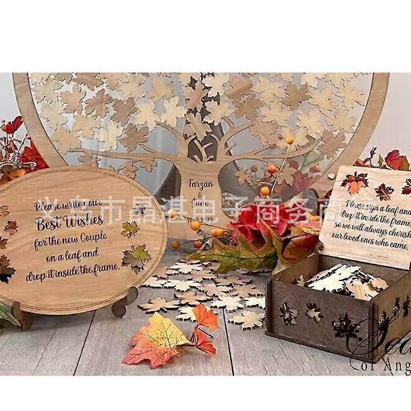 New product message box maple leaf flower message box event message signature collection wooden crafts 80 pieces