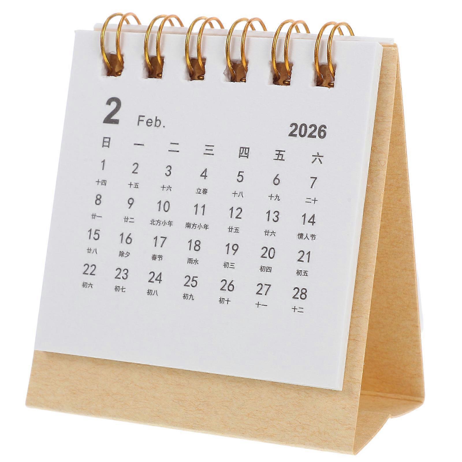 Beige Mini Calendar Designed for School and Home Office Use Featuring Minimalist Aesthetic for Daily Planning 1Pack