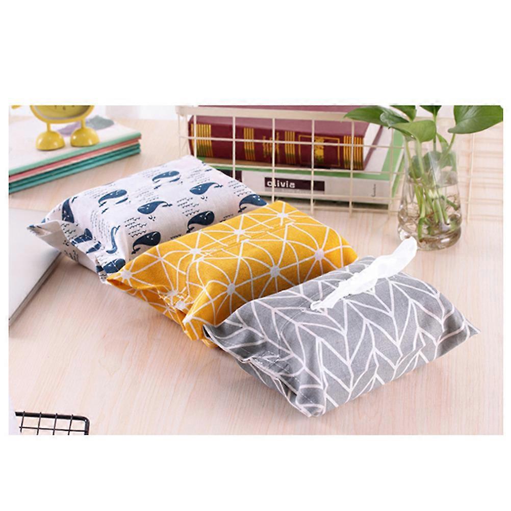 Kitchen Storage Box Flax Tissue Case for Holding Tissue 3Pcs Assorted Color