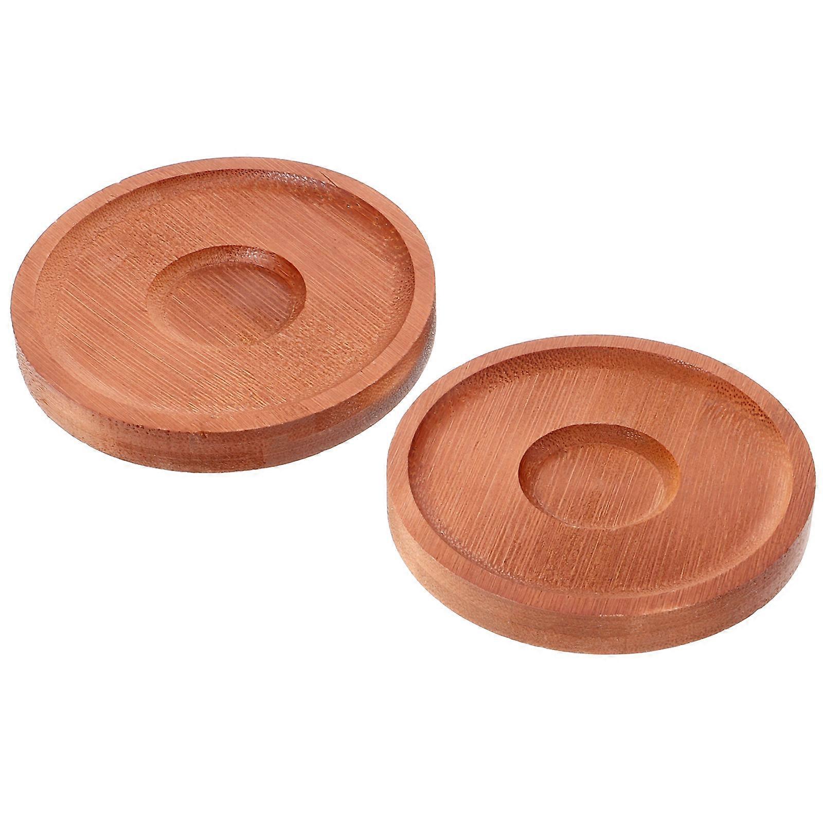 Bamboo Bases for Rotating Whiskey Glass Coasters 2Pcs Set