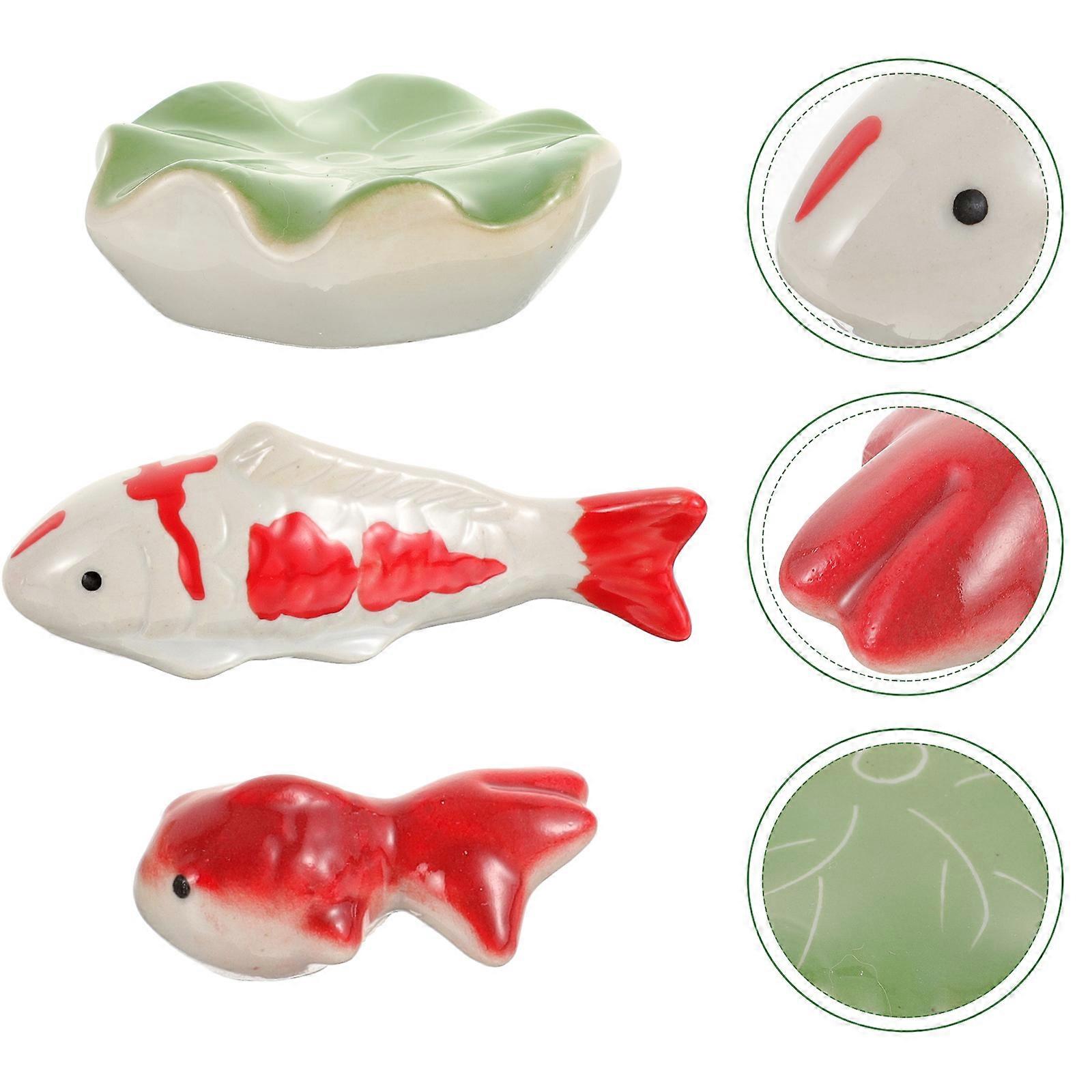 Ceramic Aquarium Decorations for Fish Tank with 6Pcs Floating Creatures