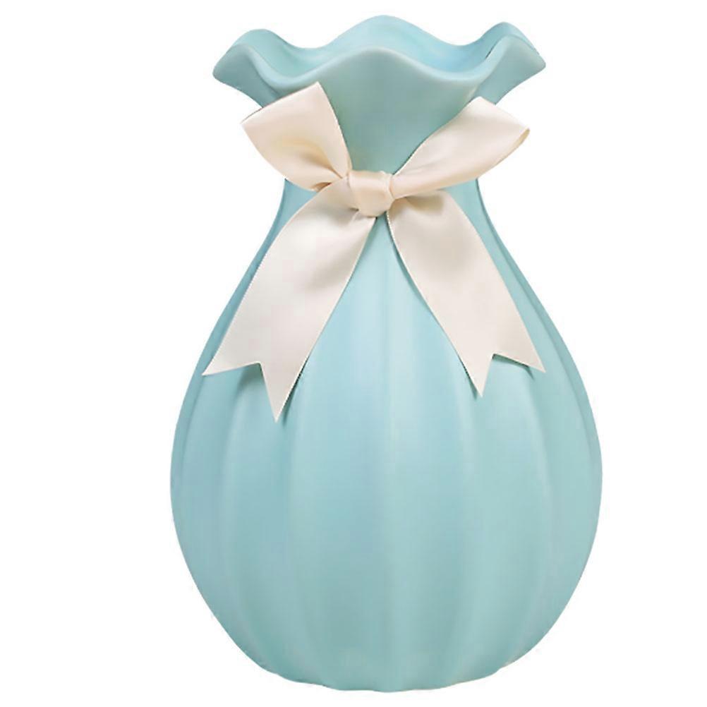 Artistic Vase Hydroponic Ceramic Flower Holder for 2Pcs Sky Blue