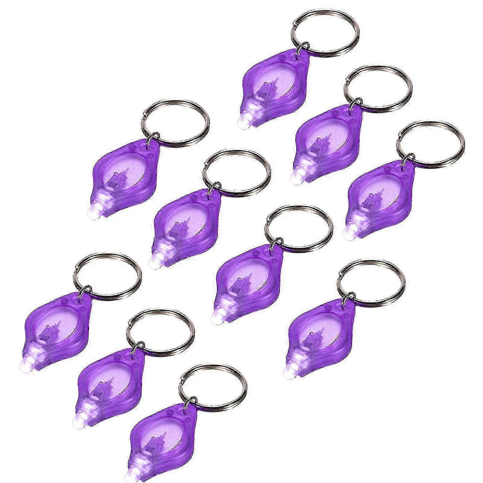 10pcs Mini Portable Uv Led Light Flashlight Keychain Ultra Bright Key Ring Light Torch Currency Passports Detector Purple 10 Pcs