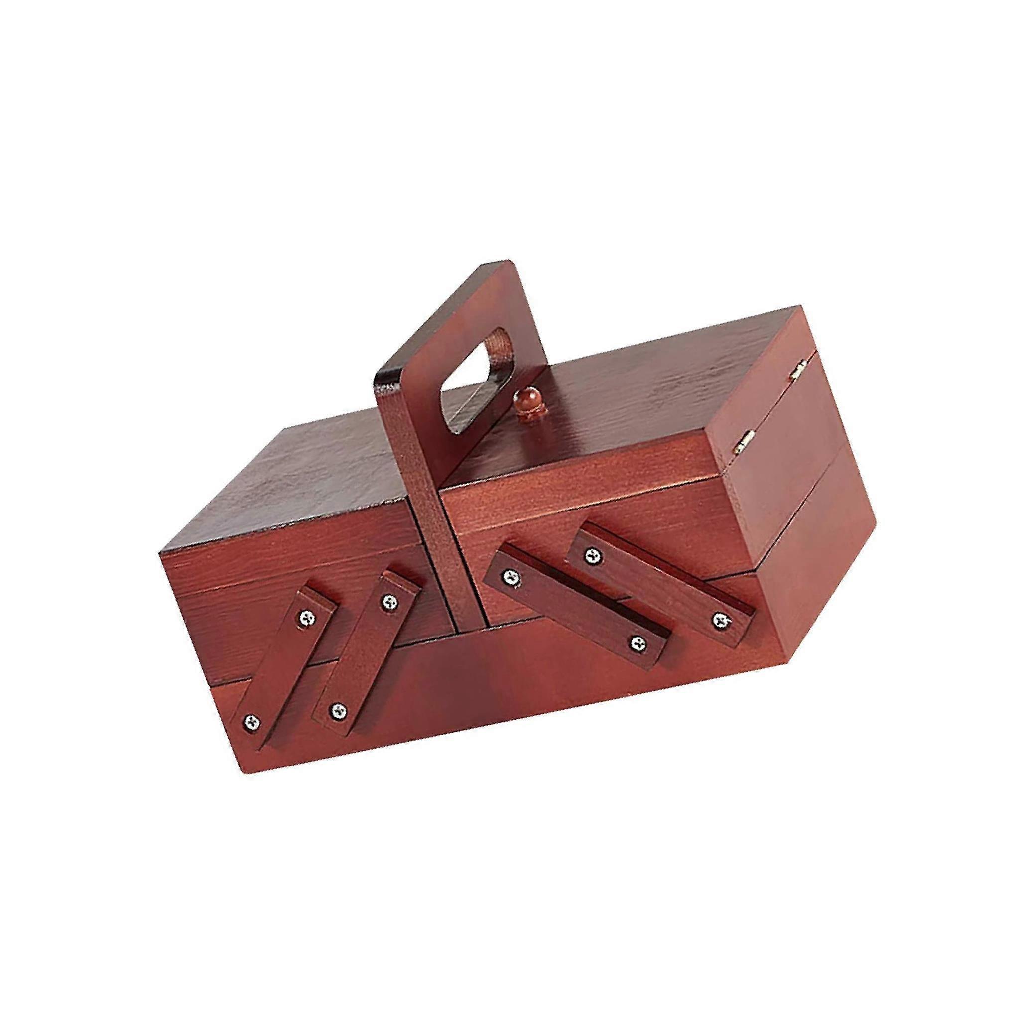 Foldable Sewing Box Needles Thread Scissors Sew Basket Jewelry Boxes Red