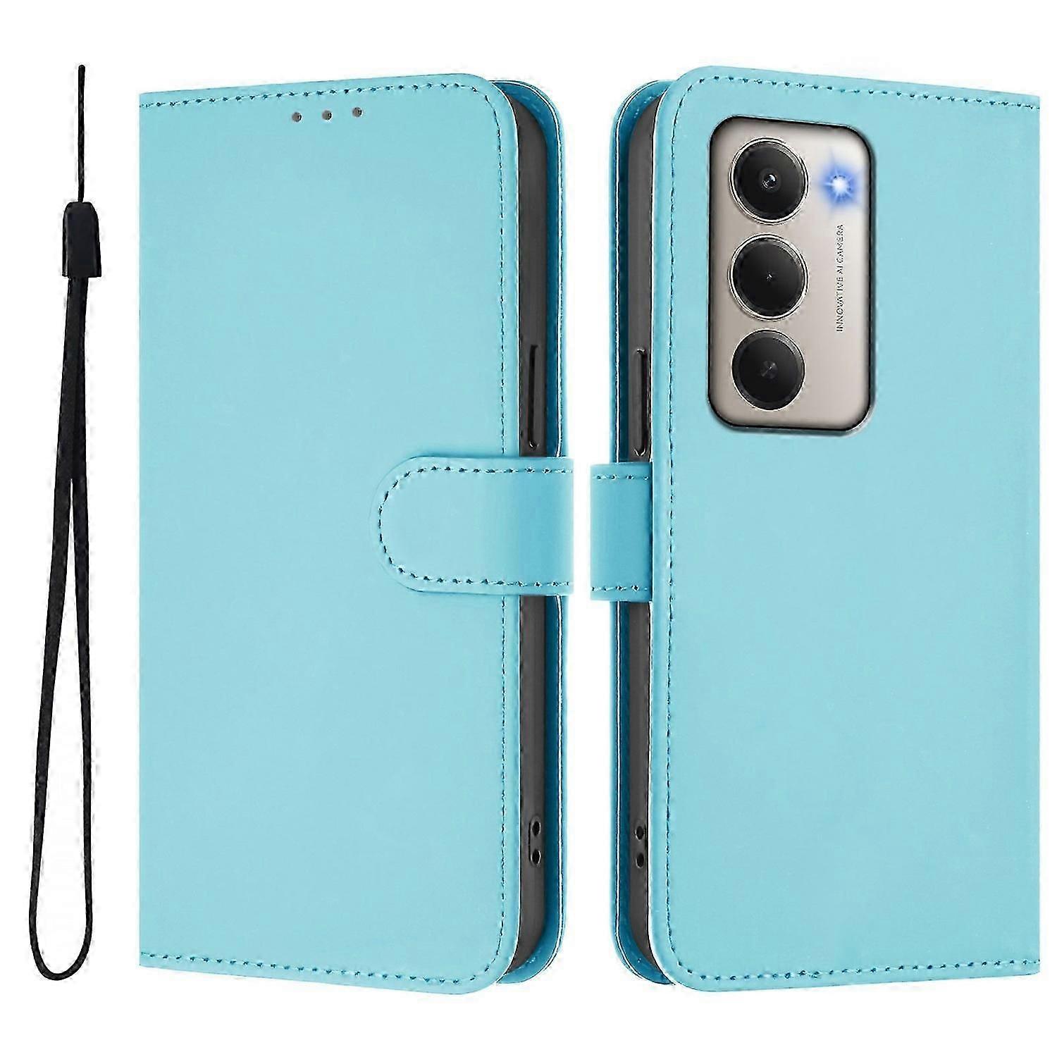 For Xiaomi Redmi 15 5g Case Solid Color Wallet Leather Phone Cover With Strap