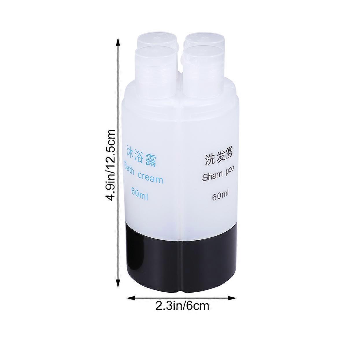 Refillable Toiletries Container 4-In-1 Design Travel Bottle Set Black 60Ml Leak Proof Reusable For Travelers 1Pc