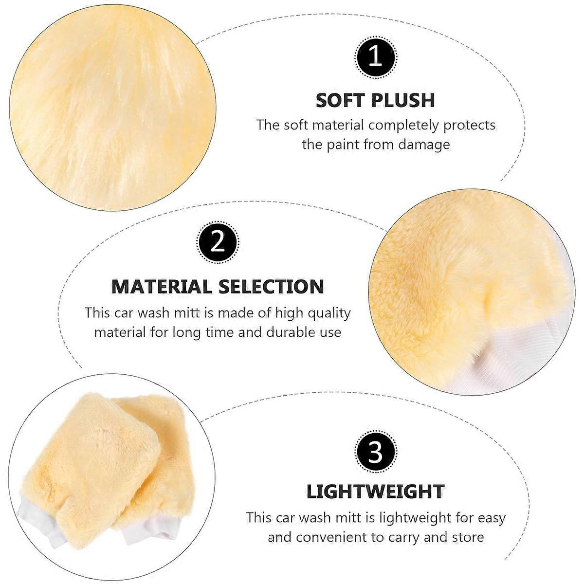 Car Washing Mitts Household Cleaning Multi-purpose Simple Design Imitation Wool 2Pcs