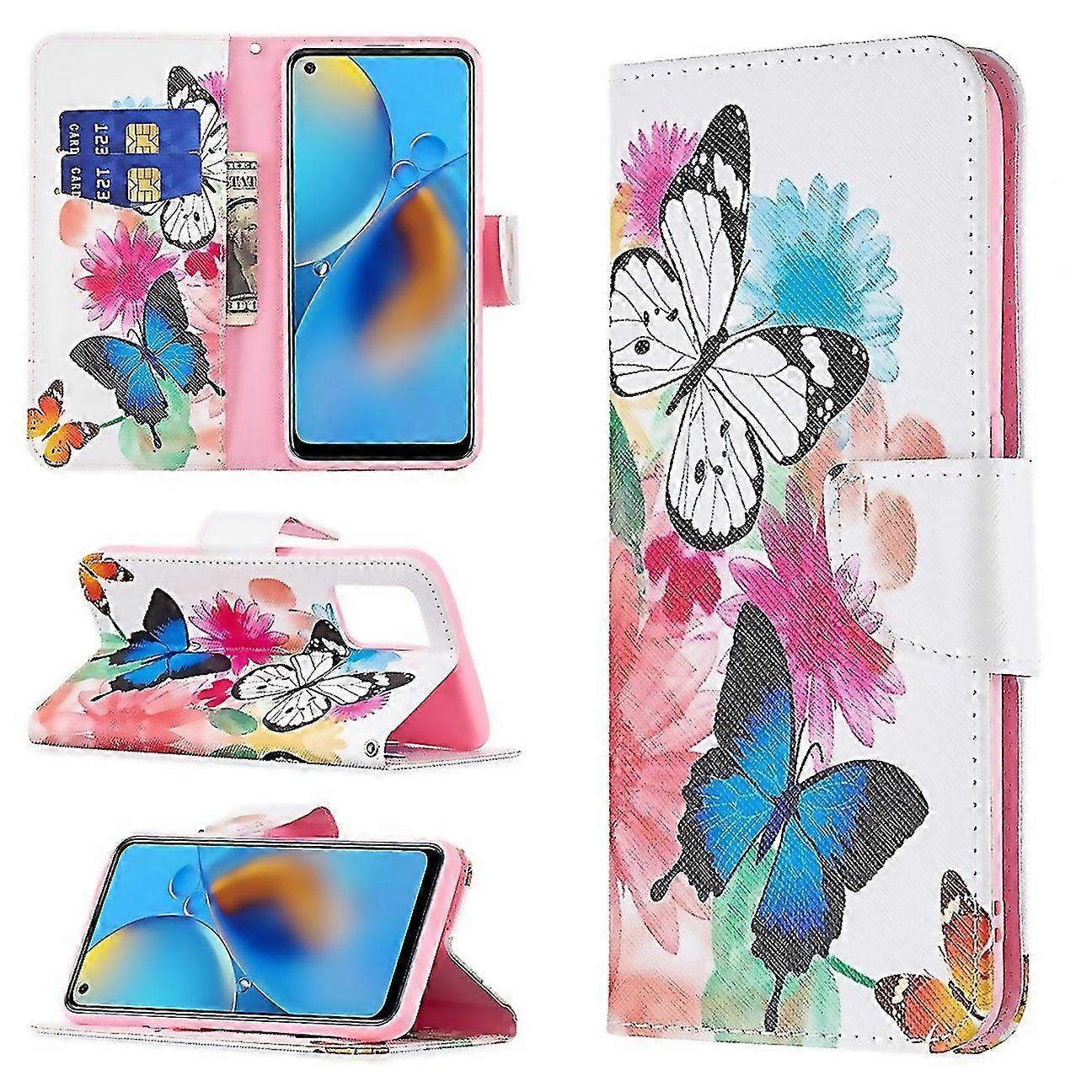 For Oppo A74 4g F19 4g Colored Drawing Pattern Horizontal Flip Leather Case With Holder Card Slots W