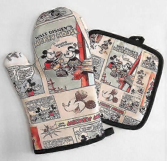 Cartoon Mickey Mouse Comic Pattern Baking Gloves Insulation Pad Microwave Cooking Gloves Nordic Kitchen Baking Pot Mat