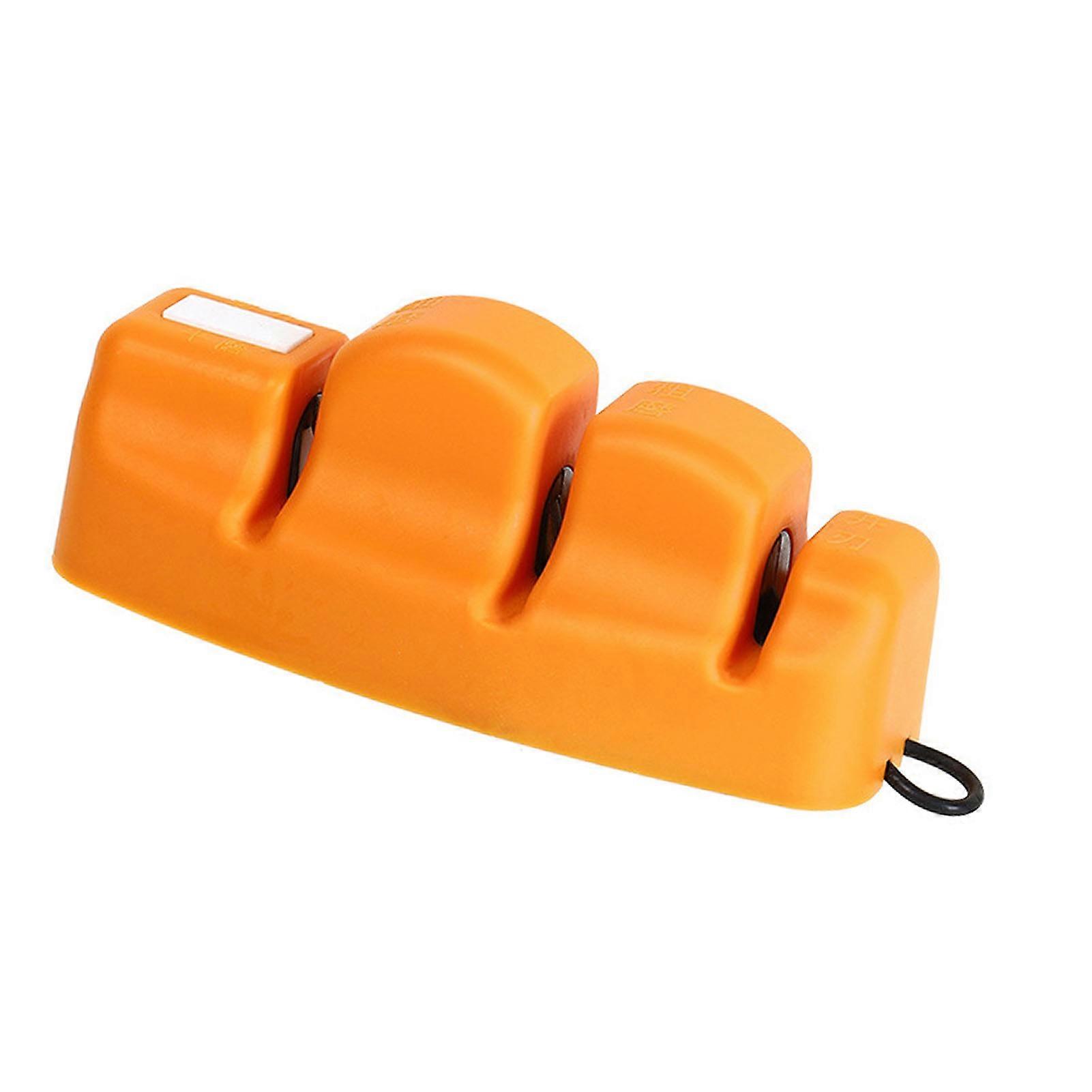 4 Stage 4 in 1 Knife Sharpener Portable Non-Slip 16x7x7cm Orange