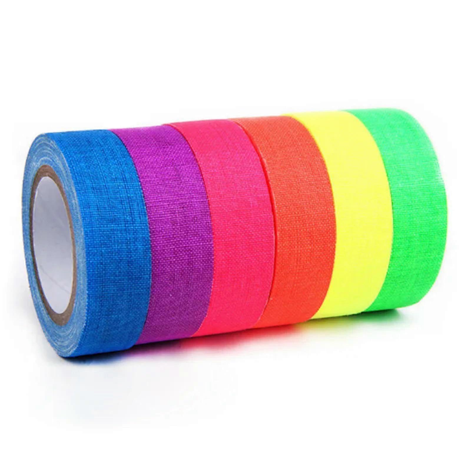 Gaffer Cloth Tape 5 Meter Length 6 Color Neon Fluorescent Rainbow Non Reflective Glow In The Dark Under UV Black Light