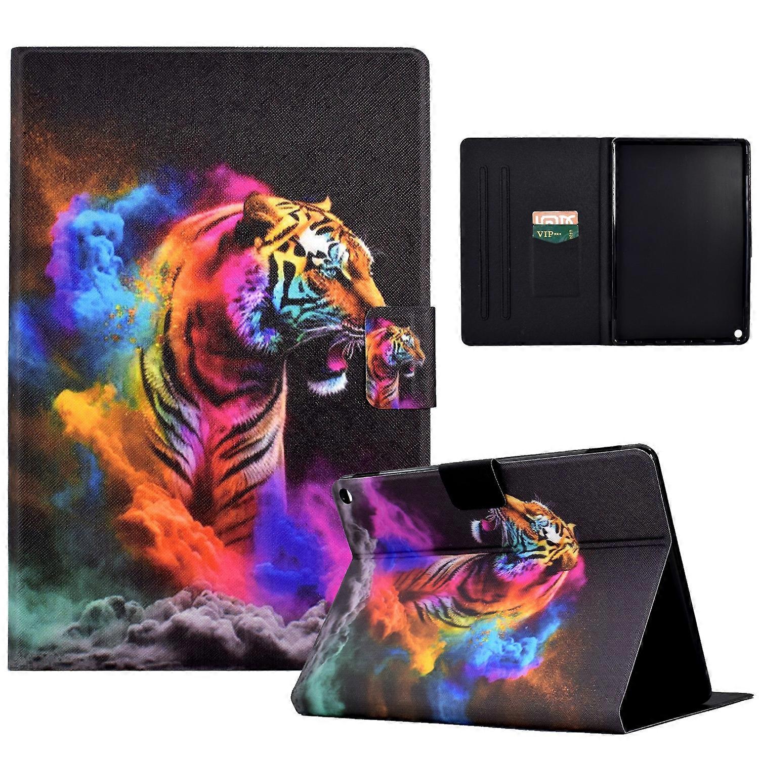 For Amazon Kindle Fire HD10 2021 Coloured Drawing Smart Leather Tablet Case