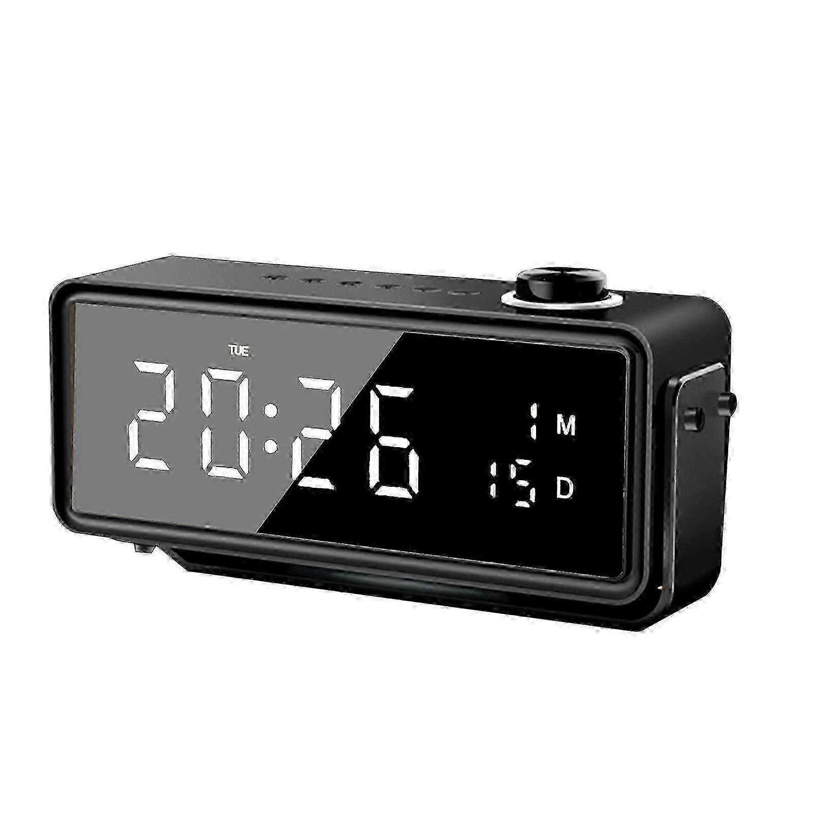 LED Mirror Clock With Screen 5.0 Wireless Bluetooth Audio Alarm Clock Three- Brightness Call Card,Built-In Lithium Battery FM