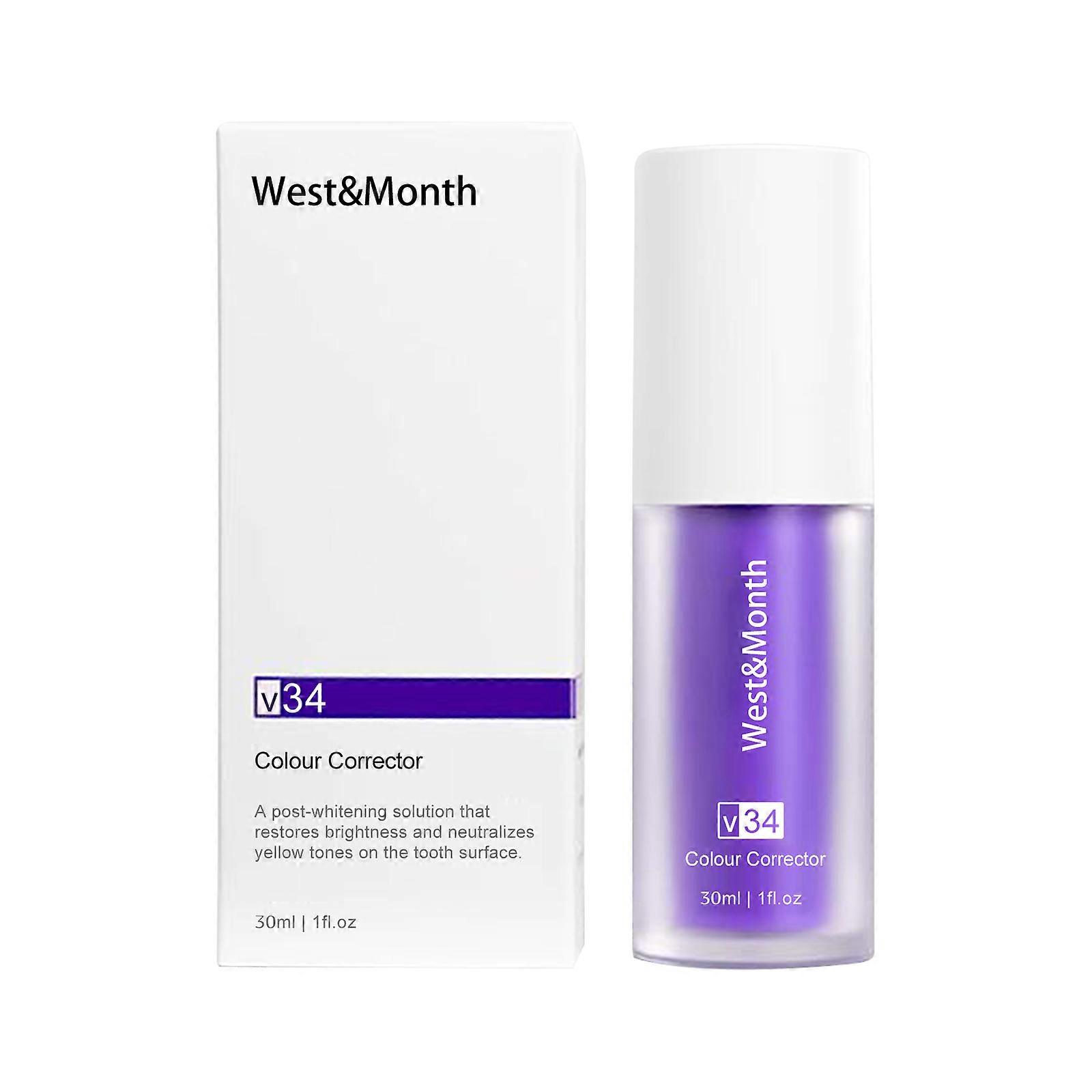West&Month V34 Colour Corrector Toothpaste, Whitening Teeth Clean Stains And Bad Breath Beautiful Teeth Toothpaste
