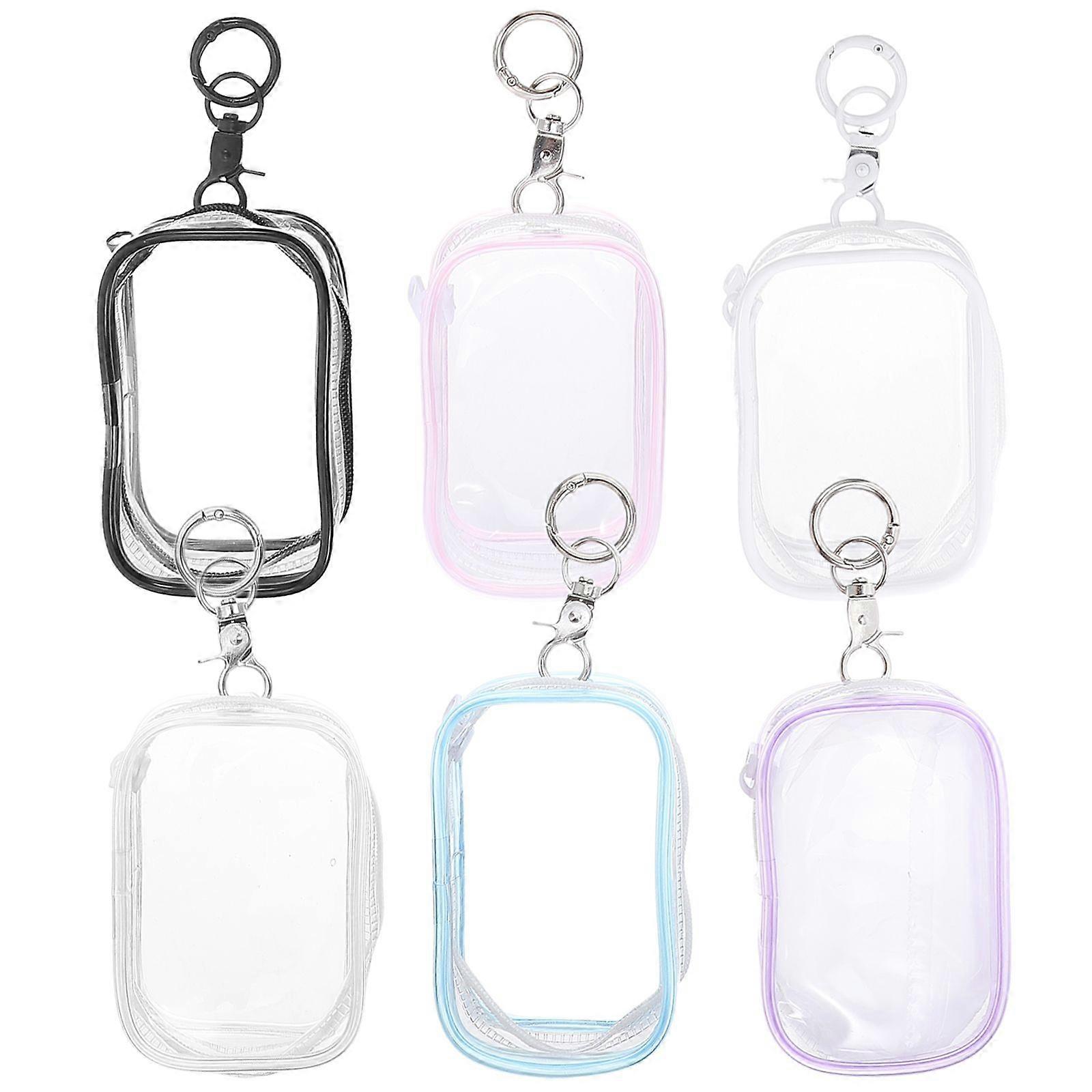 6pcs Display Bag For Dolls Collectibles: Protective Case Clear Figure Keychain Zipper Pouch Plastic Waterproof Rectangular Toy Storage Box For Kids