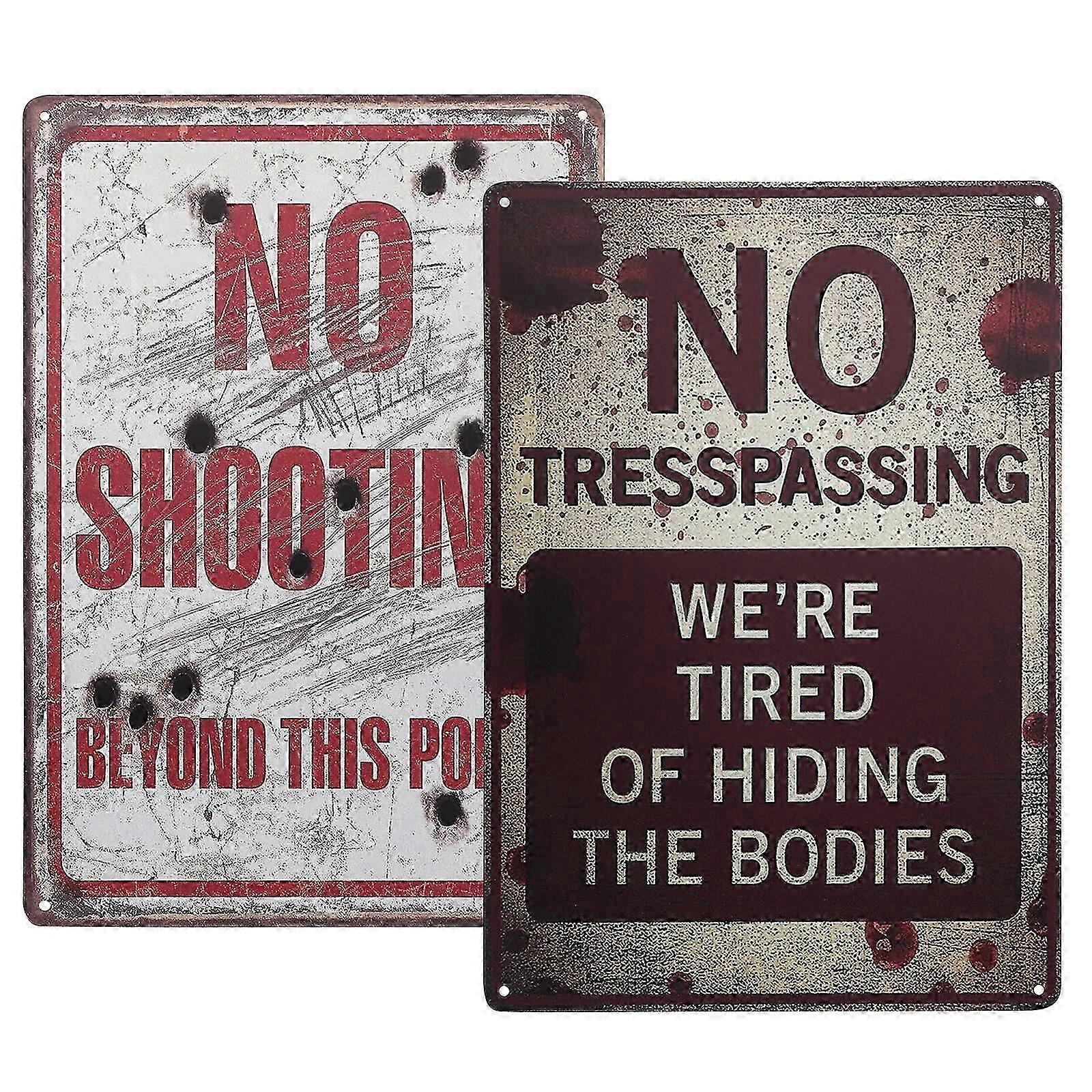 2pcs Outdoor Use Warning Sign Retro Style Caution Sign Eye-catching Warning Caution Sign