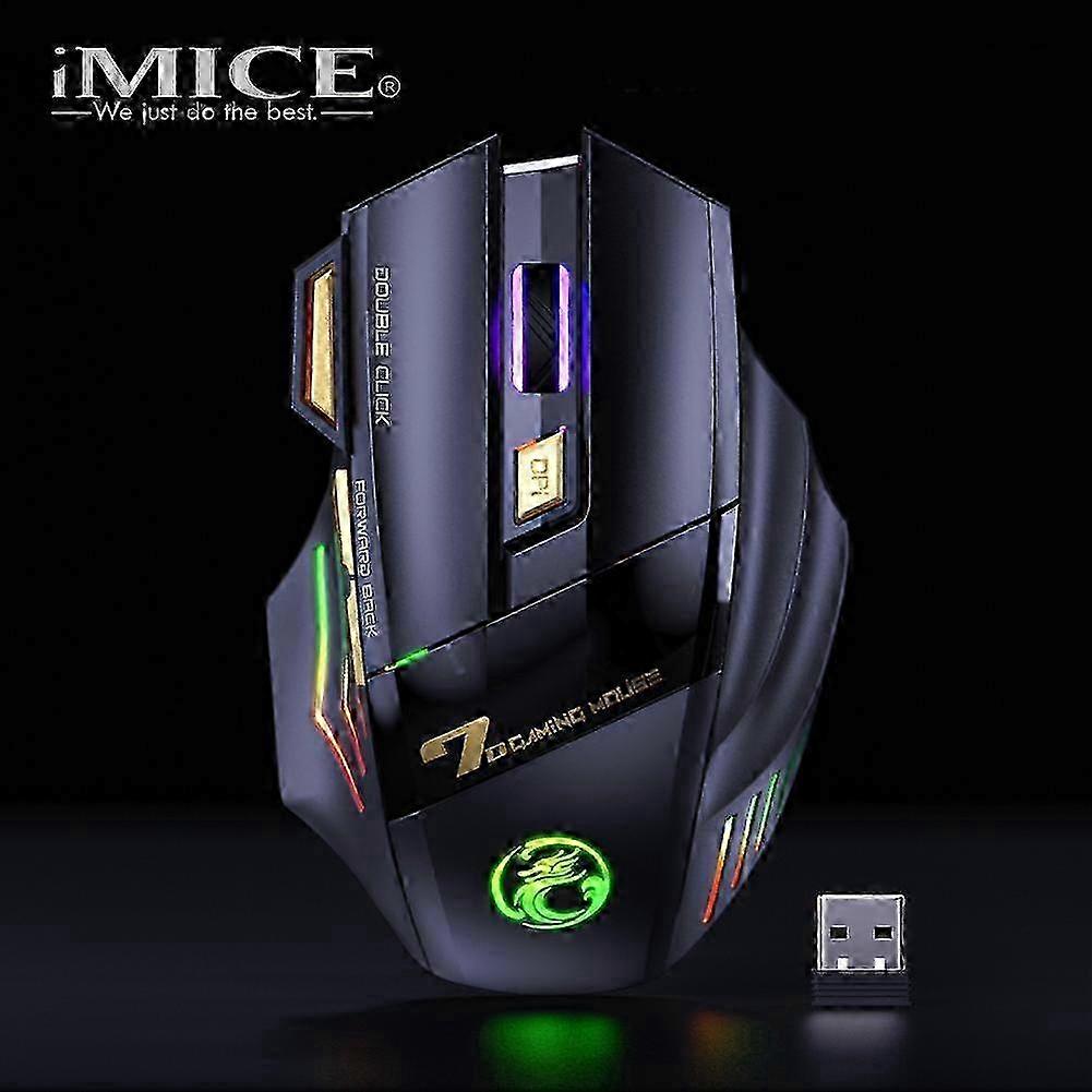 RYRA 2.4G Wireless Mouse DPI3200 7 Keys Double Click Free Mute Rechargeable Colorful Breathing Light Wireless Gamming Mouse