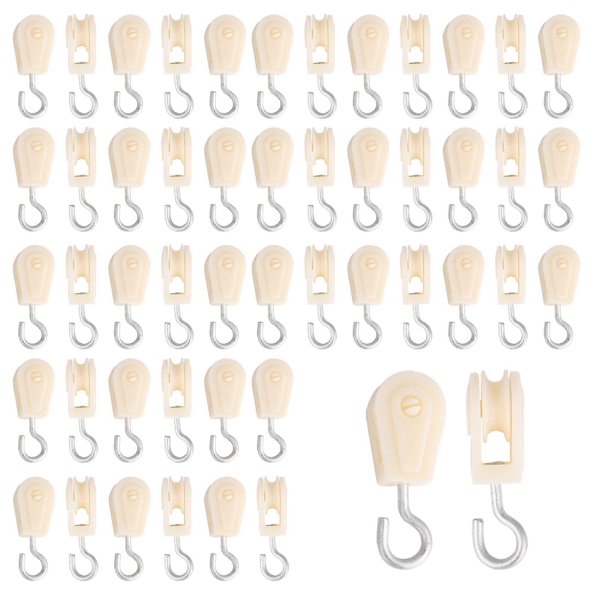 25-26 50x Line Rope Towing Wheel Block Snap Hook Clip Single Roller 60x22mm