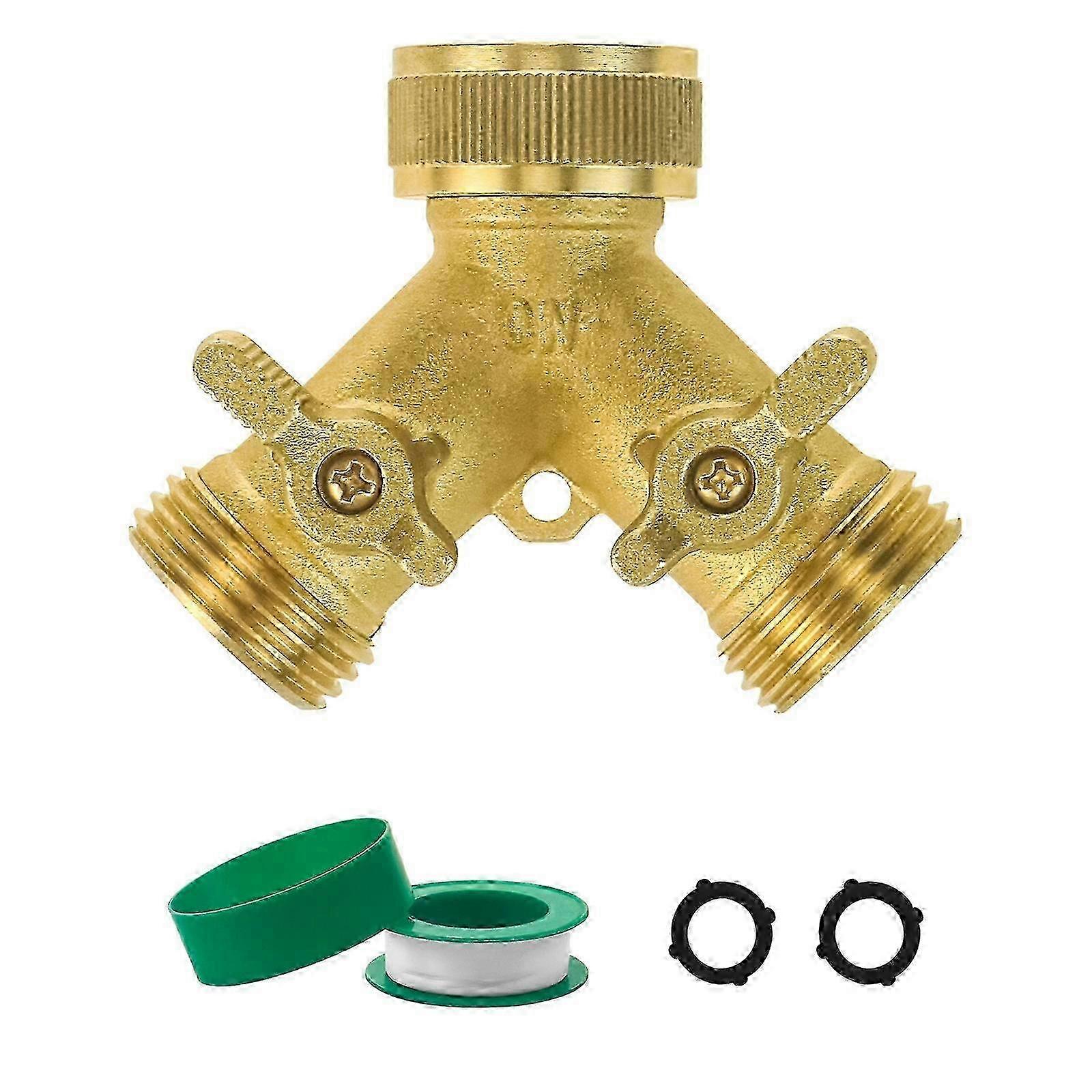 Solid Brass Y Splitter for Hose, Includes Extra Washers and Tape miao4
