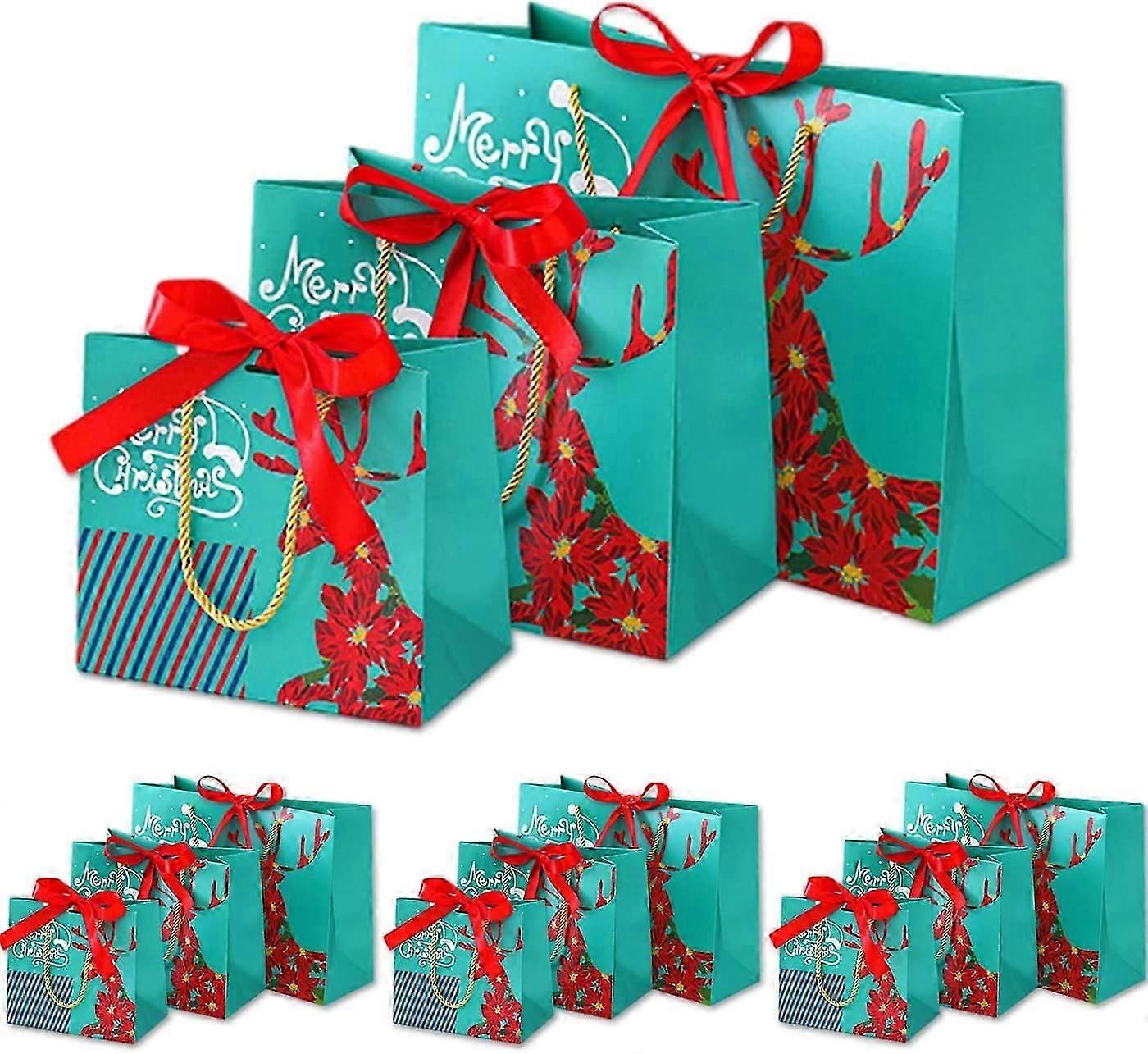 4Pcs Christmas Bags Christmas Bag With Handles Christmas Paper Bags Christmas Gift Wrapping Bags Party Supplies