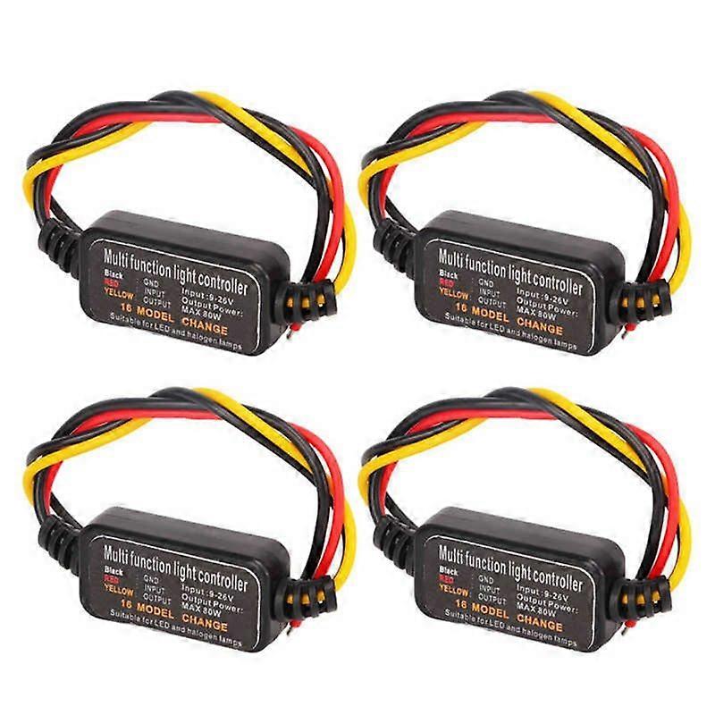 4Pcs 16 Modes Adjustable LED Brake Light Flasher Strobe Controller