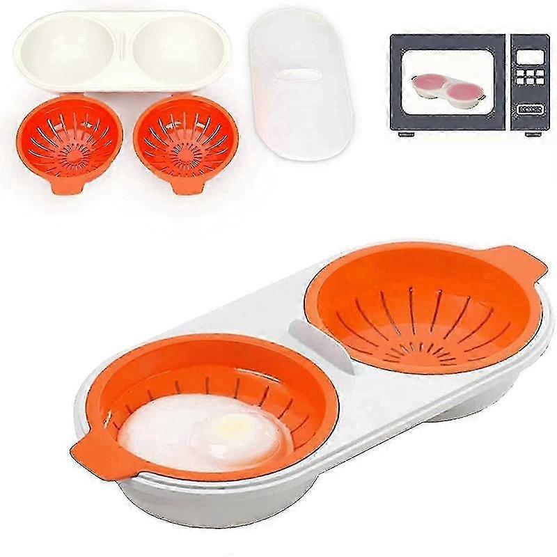 Microwave Egg Cooker 2-layer Egg Cooker With Drain Basket (orange)