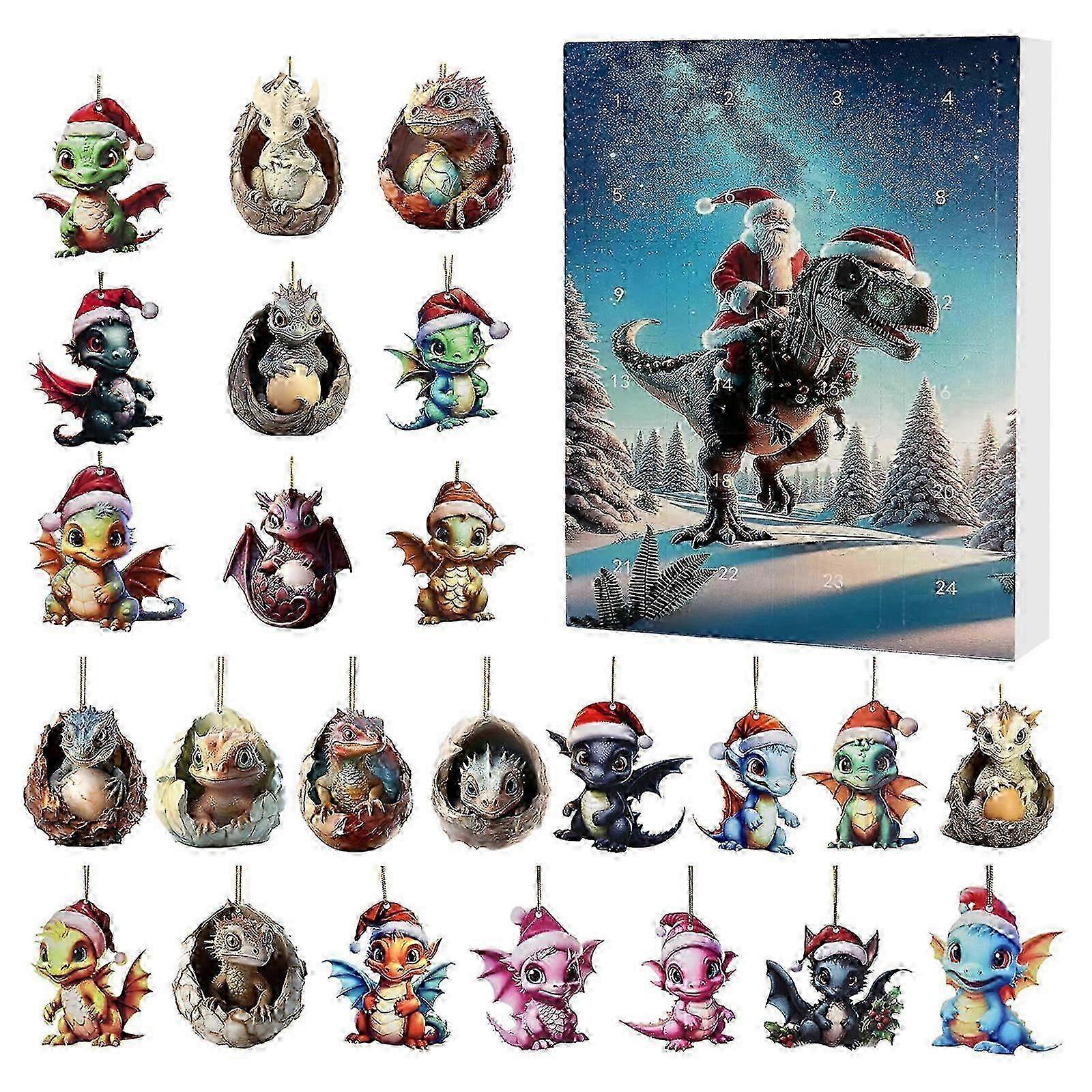 Advent calendar with mini dragons for Christmas pendant collection
