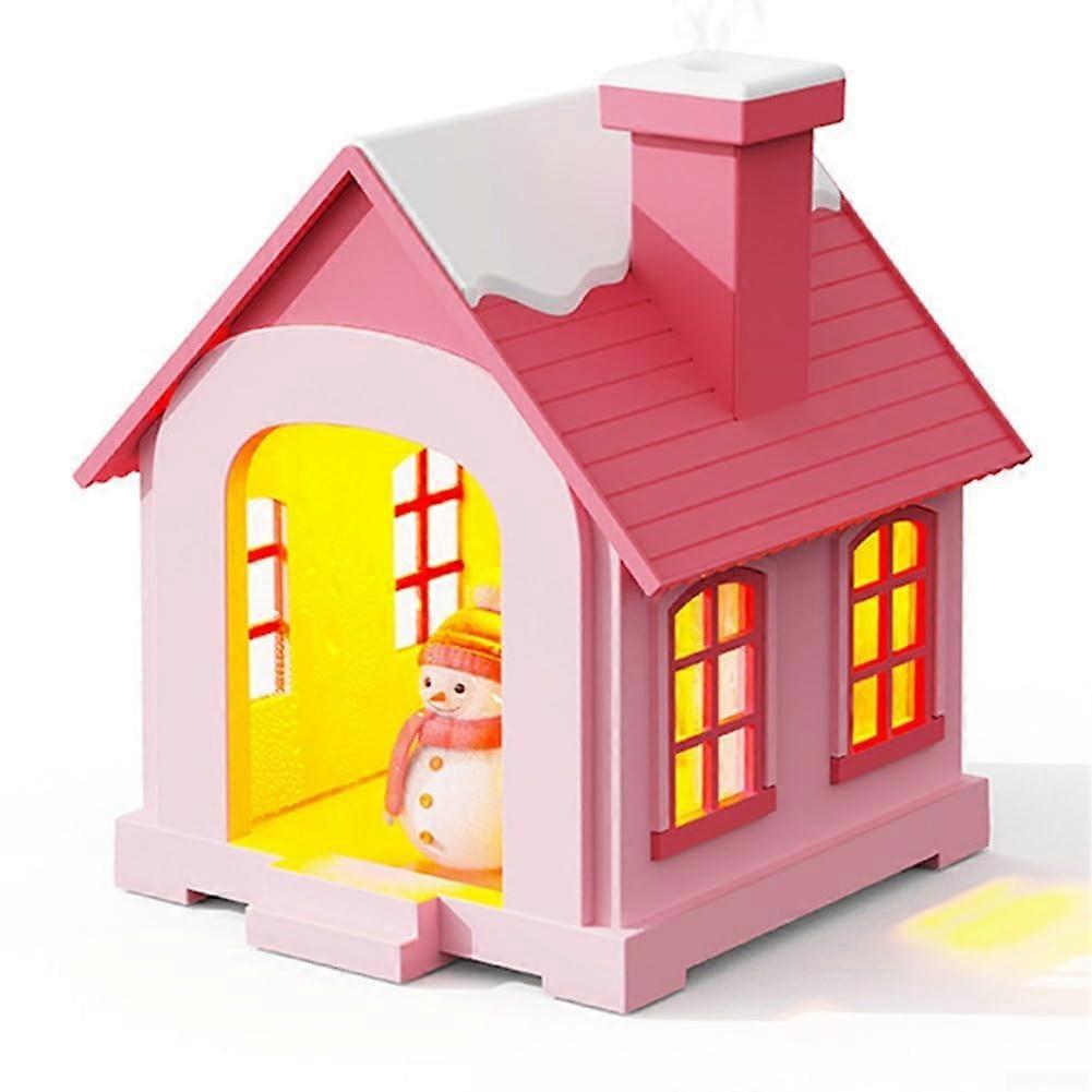 Humidifier with Snow House Design, Night Light, Auto Shut Off Feature, Pink Color for Cozy Home Settings